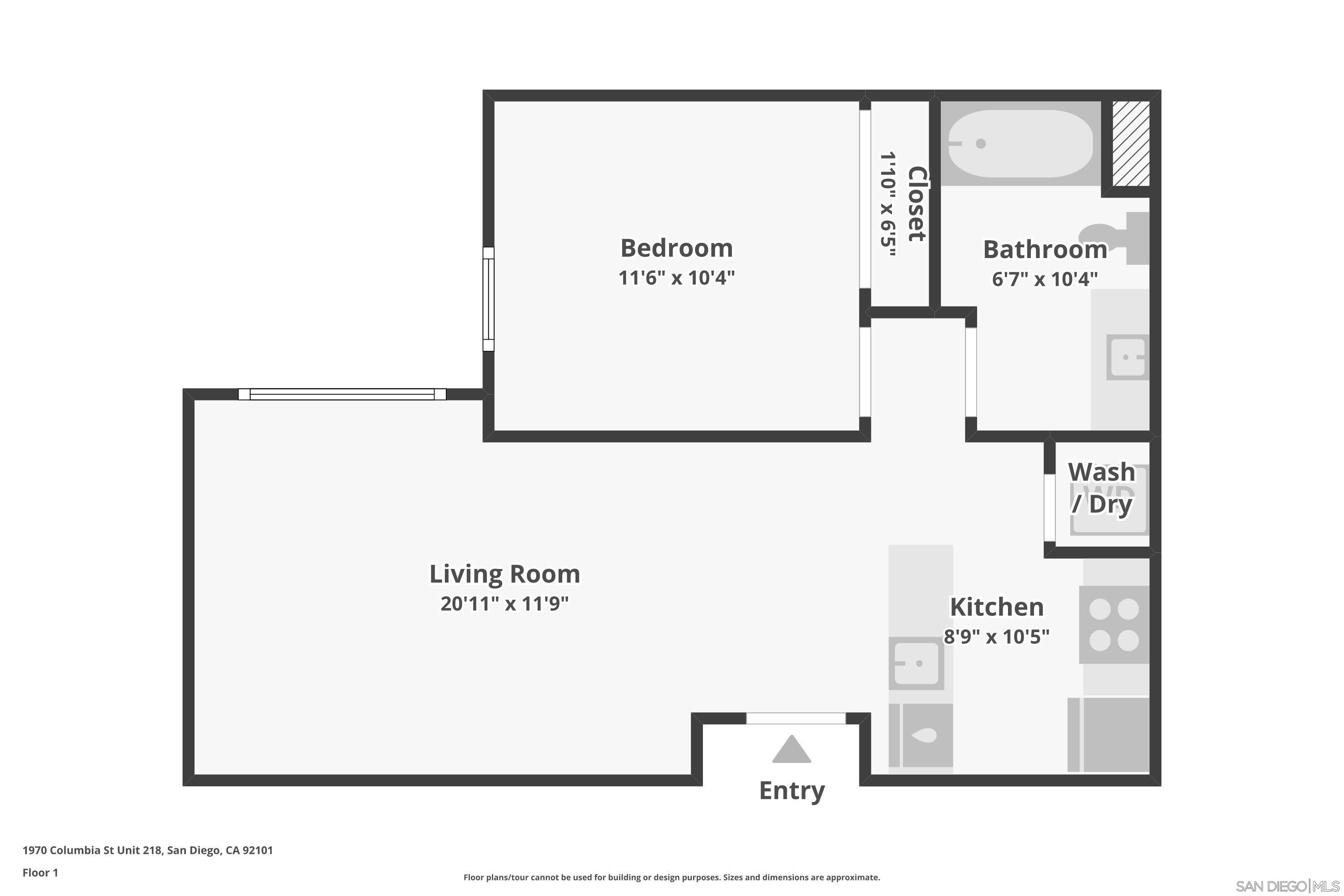 Detail Gallery Image 2 of 42 For 1970  Columbia Street  #301,  San Diego,  CA 92101 - 1 Beds | 1 Baths