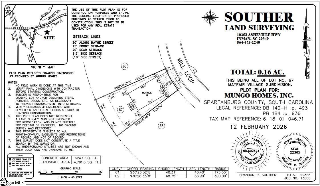 2305 Mill Loop UNIT&nbsp;Lot 67, Spartanburg, SC, 29320