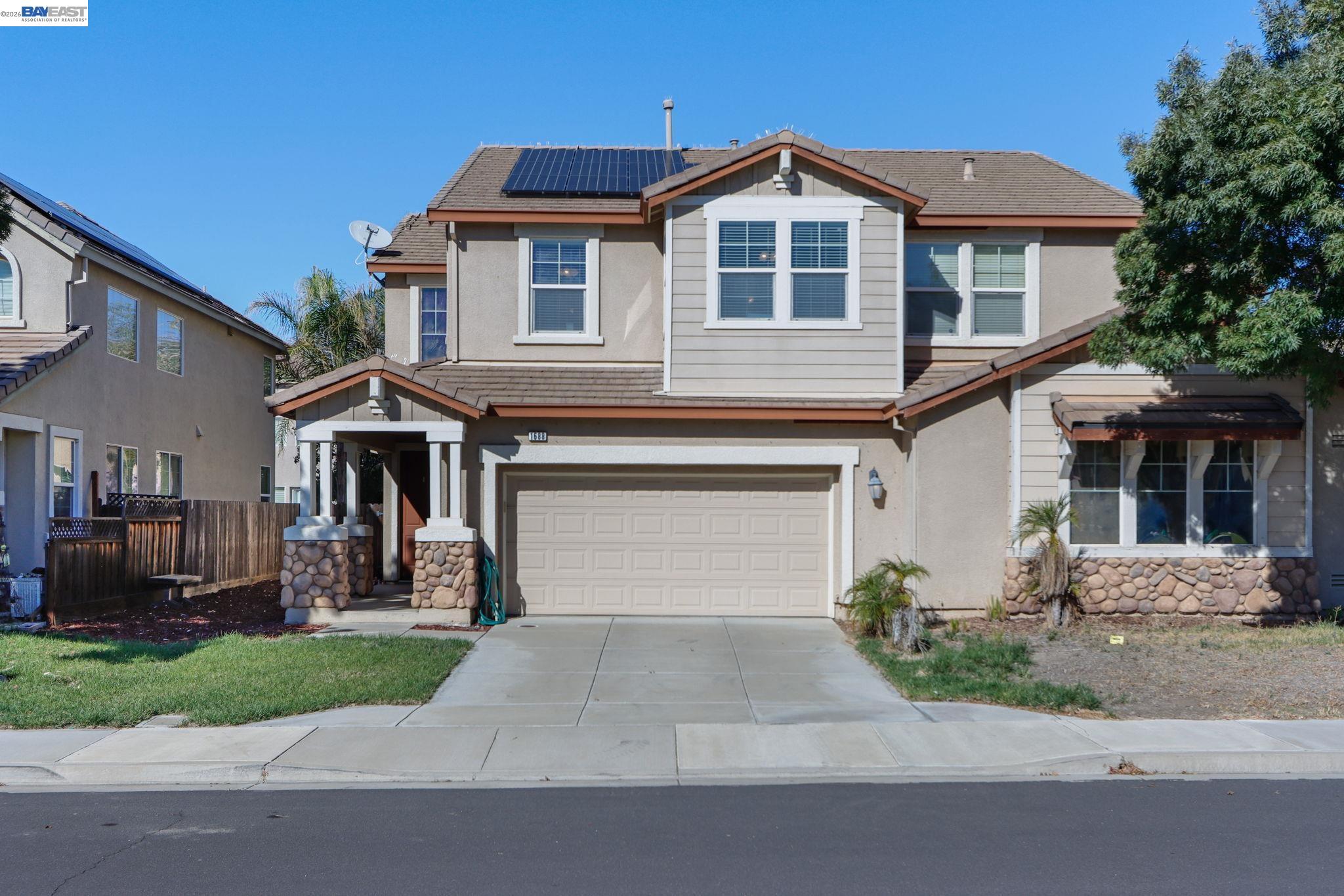 Located in a highly desirable neighborhood with no HOA, Owned Solar, and just a short walk to the neighborhood park and school, this charming home offers the perfect blend of comfort, style, and convenience. Recent upgrades include new interior paint, luxury vinyl plank flooring, a new water softener system, new thermally insulated blackout curtains in select bedrooms, a new epoxy garage floor, a new dishwasher, and more. Every detail has been thoughtfully considered to provide both beauty and functionality.  This home has a very low cost of ownership due to Owned Solar, no HOA, and even the property taxes being paid up in full until the 2026 bills come due in December 2026! Inside, you’ll love the open floor plan, LED lighting, and comfortable living spaces that flow seamlessly together. The kitchen and family Great Room create the heart of the home — a spacious and inviting area perfect for relaxing or entertaining guests. The bedrooms are generously sized, including a primary suite that exudes elegance and comfort, complemented by a beautifully designed primary bathroom that feels like a private retreat. Step outside to discover a backyard with a built in gas fire pit. This home truly has it all — desirable location, thoughtful upgrades, and timeless charm. Welcome Home!