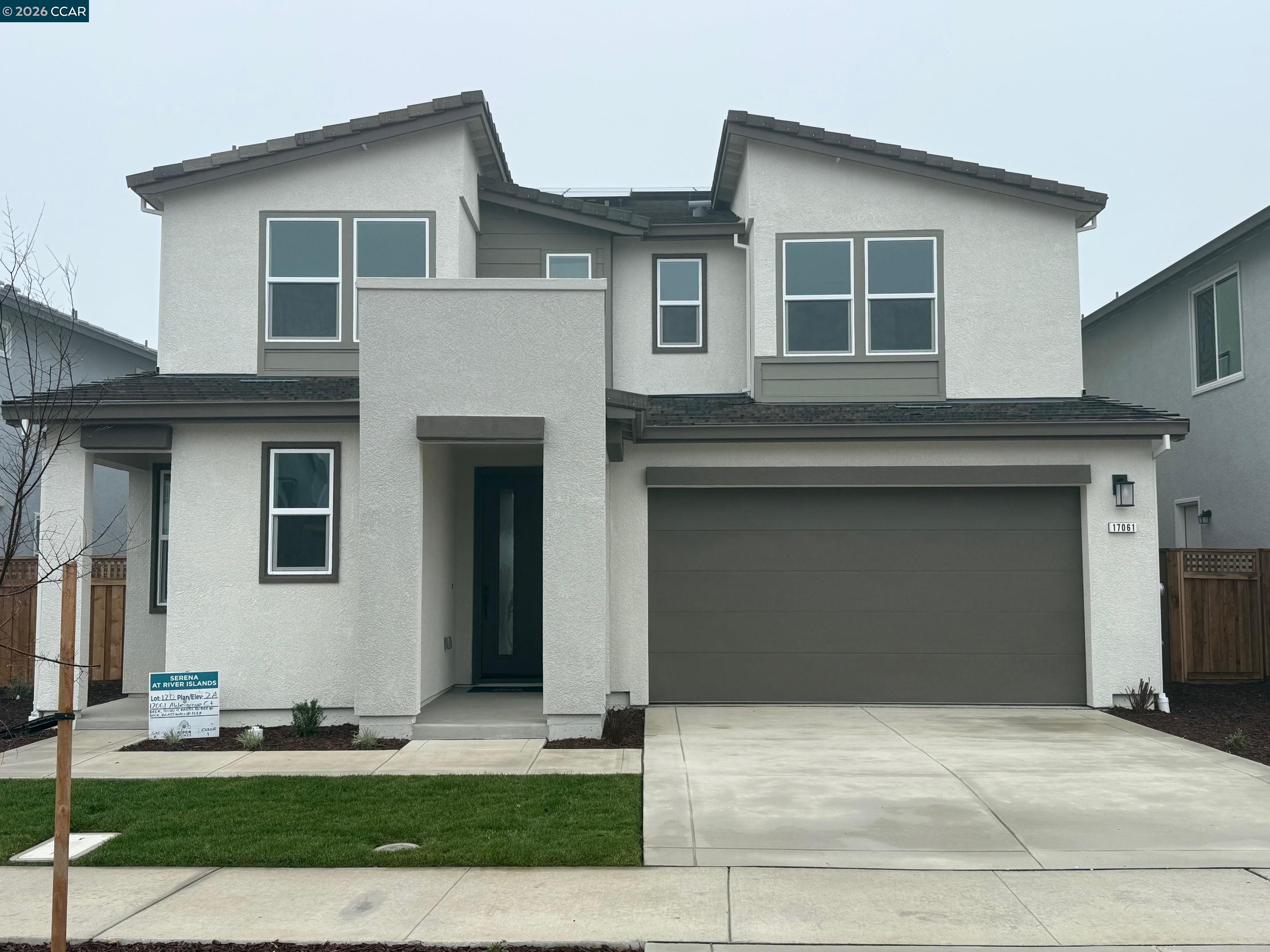 Brand new East facing home with an In-Law Suite with kitchenette at Serena is move-in ready! Home has been highly upgraded and discounted to sell quickly. This incredible 5 bedroom home in 3243 SF offers a spacious yard, with outdoor CA Room- perfect for entertaining and offers a view deck from the Primary bedroom that allows for a quiet moment after a long day. The gourmet kitchen features a large center Island, plenty of cabinets, built-in stainless appliances and a back kitchen for added prep area for those that love to cook. The upper level offers spacious bedrooms, laundry, shared bath and private suite, loft and sumptuous Primary suite with oversized shower, freestanding soaking tub, and walk-in closet and private retreat and deck. SOLAR IS FREE - no monthly payments nor charge to the buyer. Don't delay! Note: Photos are of model home.  * NOTE: Some Photos shown are of model home of same plan.