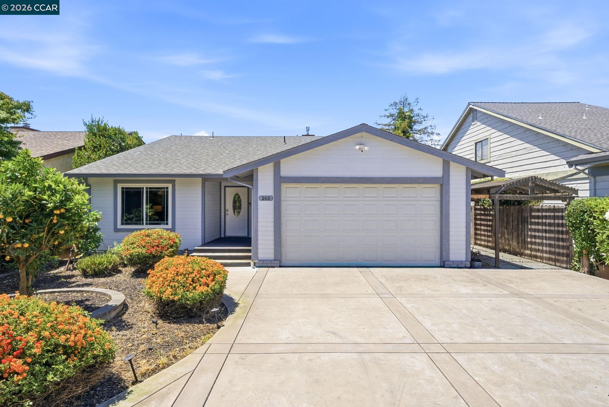 Beautifully updated tri-level home located on a quiet cul-de-sac in the desirable Westview area of Vallejo. This 3-bedroom, 2.5-bath residence offers approximately 1,976 sq. ft. of living space on a spacious 8,855 sq.ft. lot.  The functional floor plan features a bright living room, formal dining area, and an inviting family room with a gas fireplace and direct access to a large deck, perfect for indoor-outdoor living and entertaining.   The upgraded kitchen is designed for both everyday use and gatherings, showcasing quartz countertops, custom cabinetry, stainless steel appliances, and a center island with bar seating.  The open flow between kitchen, dining, and family spaces creates a comfortable and connected atmosphere.   The primary suite offers a private retreat with a walk-in closet, access to the deck, and an updated ensuite bath featuring dual vanities and a walk-in shower.  Additional bedrooms provide flexibility for guests, home office, or creative spaces, including a versatile lower-level room ideal for recreation or multi-use.   Additional highlights include recessed lighting, a dual-zone HVAC system for year-round comfort, and a mix of wood, tile, and carpet flooring throughout.  The attached 2-car garage offers convenience and storage.   Enjoy a backyard with mature fruit trees and scenic city and hillside views, creating a relaxing outdoor setting.  Conveniently located near shopping, dining, parks, and major commuter routes including freeway access and the Vallejo Ferry.  Why This Home Stands Out: • Updated interior finishes • Versatile tri-level layout • Expansive lot with outdoor amenities • Scenic and sunset views and privacy • Convenient location for commuters • A great opportunity to own a well-maintained home with space, updates, and a desirable location  Whether you are seeking a primary residence, a move-up home, or a property with flexible living options, this home provides the space, upgrades, and layout to meet a variety of needs.