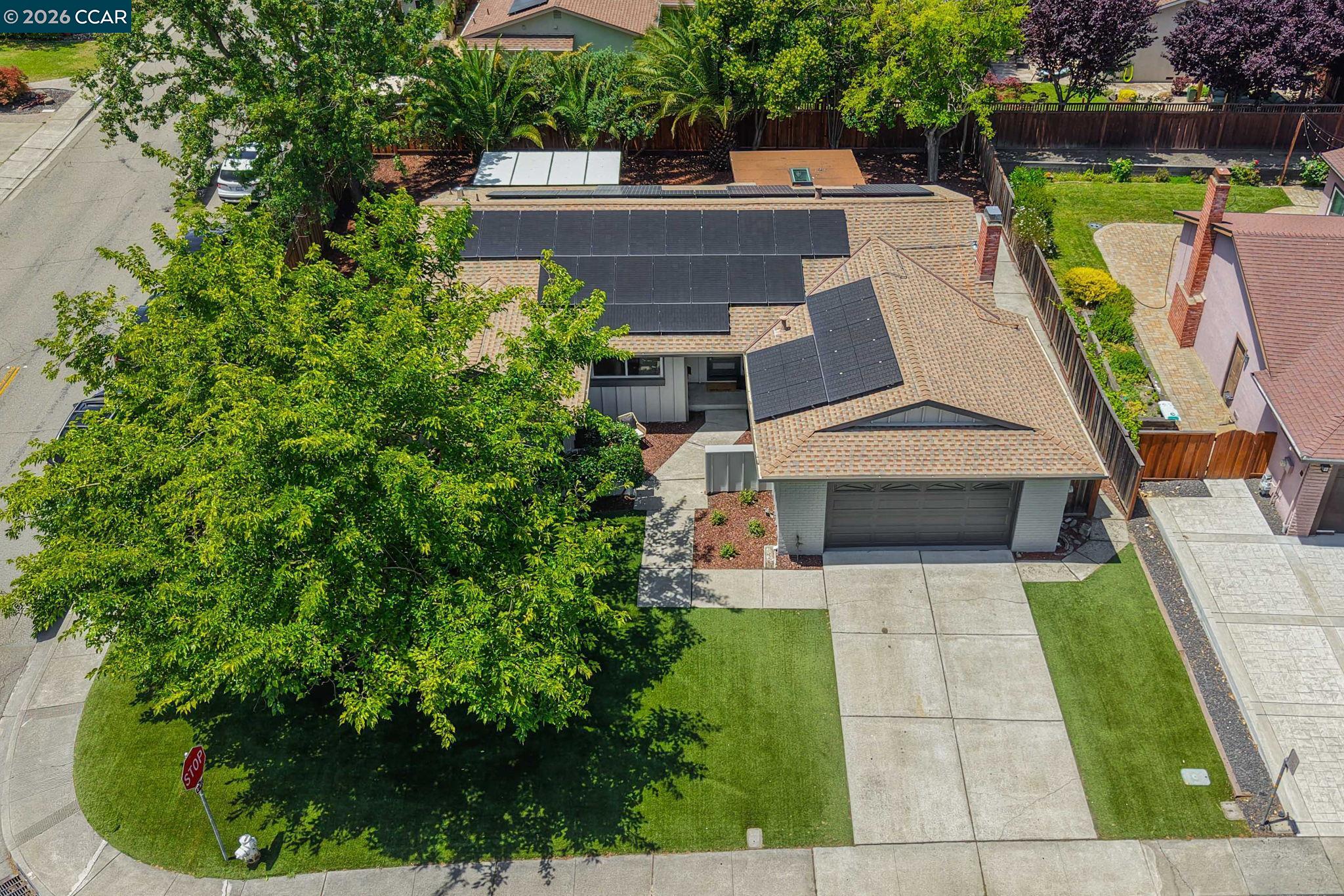 9871 Broadmoor Drive — One of San Ramon's Most Coveted Addresses  In a market where the best homes move fast, 9871 Broadmoor Drive has been waiting for the buyer who recognizes the value of a premier corner lot in one of San Ramon's most desirable neighborhoods which doesn't come around often. If you toured this home when it first hit the market and hesitated, consider this your rare second look.  The setting is what defines this property. Anchored on an expansive 7,000 sq. ft. corner lot, the home enjoys a sense of space and privacy that's increasingly hard to find. A charming courtyard entry welcomes you home, while the wide side yard and generous backyard open up possibilities that go well beyond the ordinary — gardening, outdoor entertaining, play space, or future enhancements limited only by your imagination.  What makes this location exceptional goes beyond the lot lines. You're within walking distance of three top-rated schools — elementary, middle, and high school — a trifecta that families spend months searching for. The Iron Horse Trail is minutes away for weekend rides and evening walks. Bishop Ranch, City Center, parks, shopping, and dining are all within easy reach, and commuters will appreciate quick access to both I-680 and I-580.  Inside, roughly 1,734 sq. ft. of living space has been thoughtfully updated with timeless finishes. Large dual-pane windows bathe every room in natural light — a design choice that never goes out of style. Recessed lighting and a clean, modern aesthetic carry through the open-concept living, dining, and kitchen spaces. The kitchen itself features designer two-tone cabinetry with modern hardware — a distinctive architectural upgrade that sets this home apart from standard builder-grade remodels.  The floor plan is where this home truly distinguishes itself. Four bedrooms provide comfortable accommodations, but it's the versatile bonus room that changes the equation entirely — home office, media lounge, creative studio, or fifth sleeping space, the choice is yours. The primary suite is generously proportioned and thoughtfully updated, offering a true retreat at the end of the day.  Practical upgrades that matter: owned and leased solar keeps energy costs low year-round, central AC ensures comfort through every season, and the attached 2-car garage with interior access adds everyday convenience.  62 days on market isn't a red flag — it's an invitation. Opportunities like this rarely return — ready for its buyer!