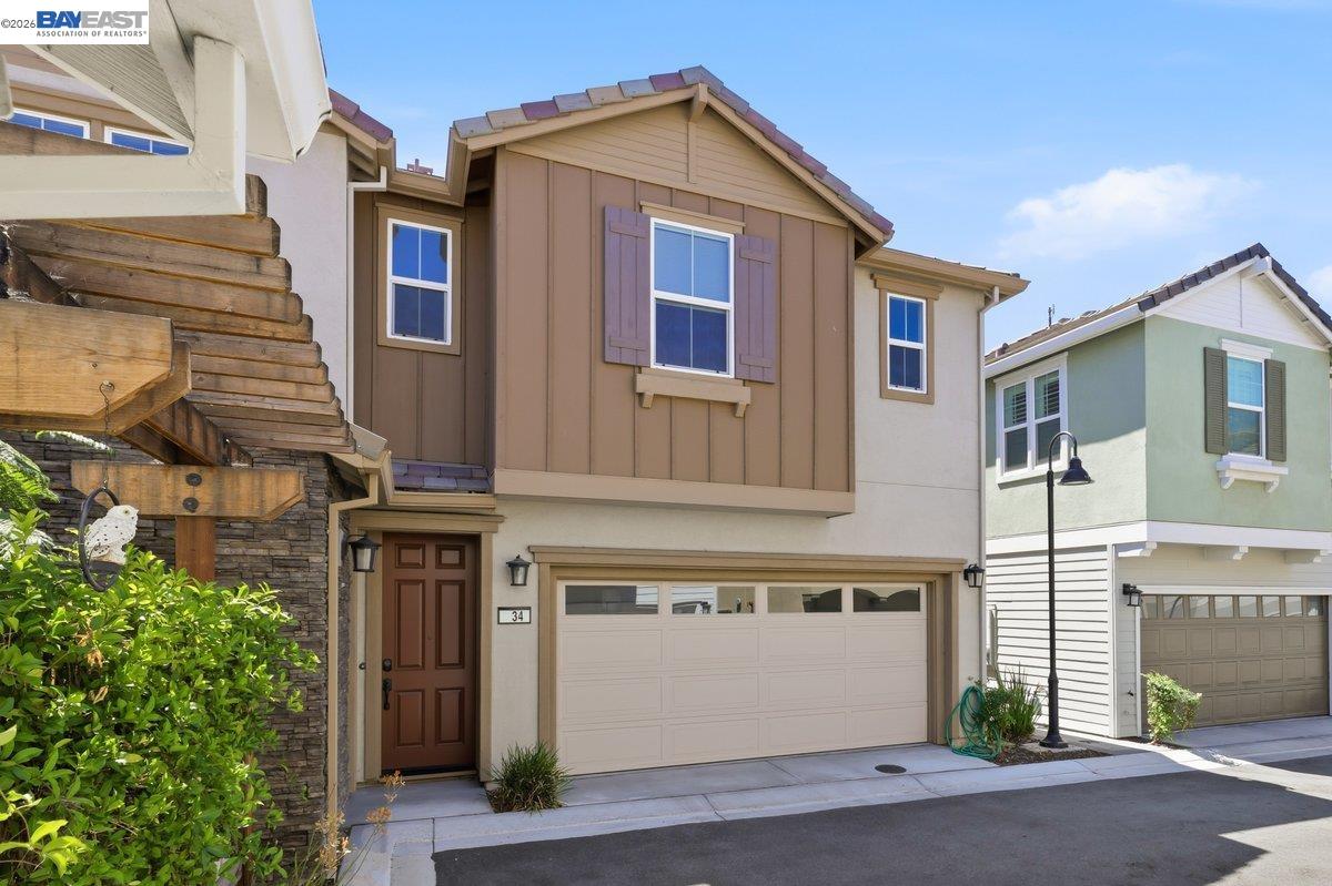 Welcome to the highly desirable Enclave community by Century Communities! Built in 2022, this stunning single-family home offers the largest floor plan in the community, featuring approximately 2,260 square feet of thoughtfully designed living space with 3 bedrooms, 3.5 bathrooms, a spacious loft, a covered patio, and an attached 2-car garage, privately located at the end of the court.  Meticulously maintained by the original owner, this beautiful residence feels like new. Its flexible floor plan is designed for modern living and includes a first-floor en suite—ideal for multigenerational living, overnight guests, a private home office, or potential rental use.  The bright, open-concept living area is filled with natural light and enhanced by stylish modern finishes. The well-appointed kitchen features quartz countertops, custom wood cabinetry with European-style concealed hinges, and a functional layout perfect for everyday living and entertaining.  Additional highlights include fully paid solar panels, a tankless water heater, a prewired EV charging port ready for charger installation. The versatile upstairs loft provides valuable extra living space and can easily serve as a home office, study area, media room, or entertainment space.  Conveniently located near Asian shopping centers, restaurants, Warm Springs Community Park, and Highways 680 and 880. Walking distance to Warm Springs Elementary School makes the daily school routine easy and convenient.  This is a rare opportunity to own a modern, spacious, and beautifully maintained home in one of Fremont’s most desirable communities!