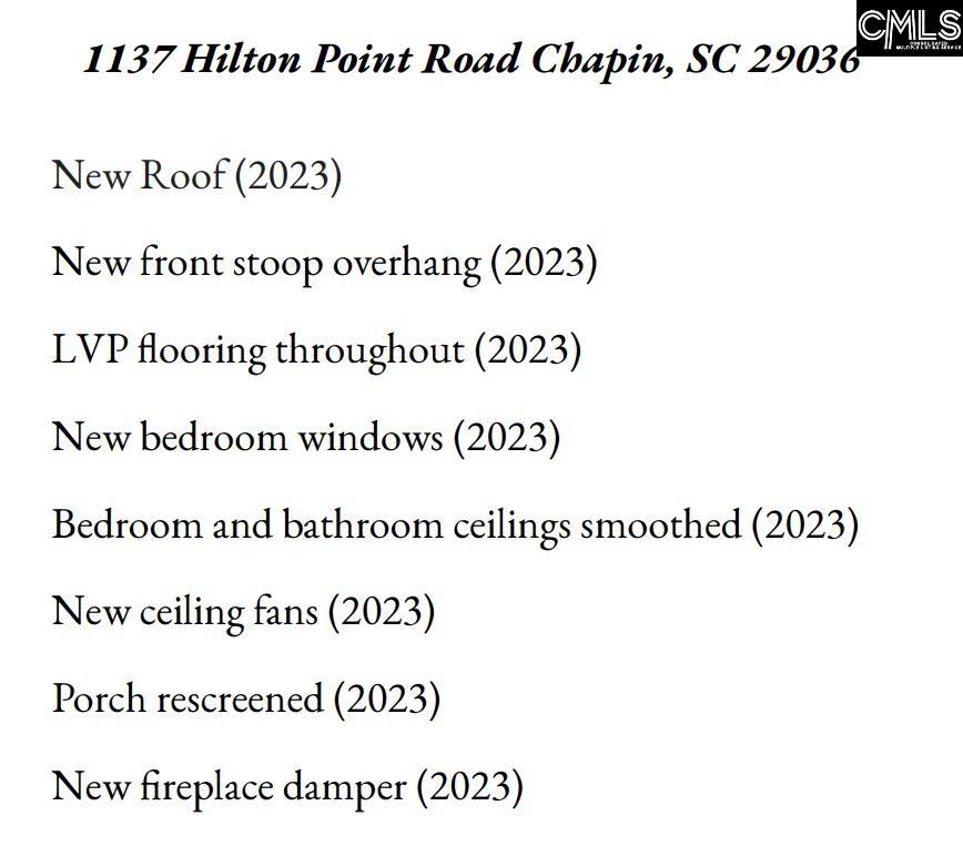 1137 Hilton Point Road Chapin, SC 29036-9571