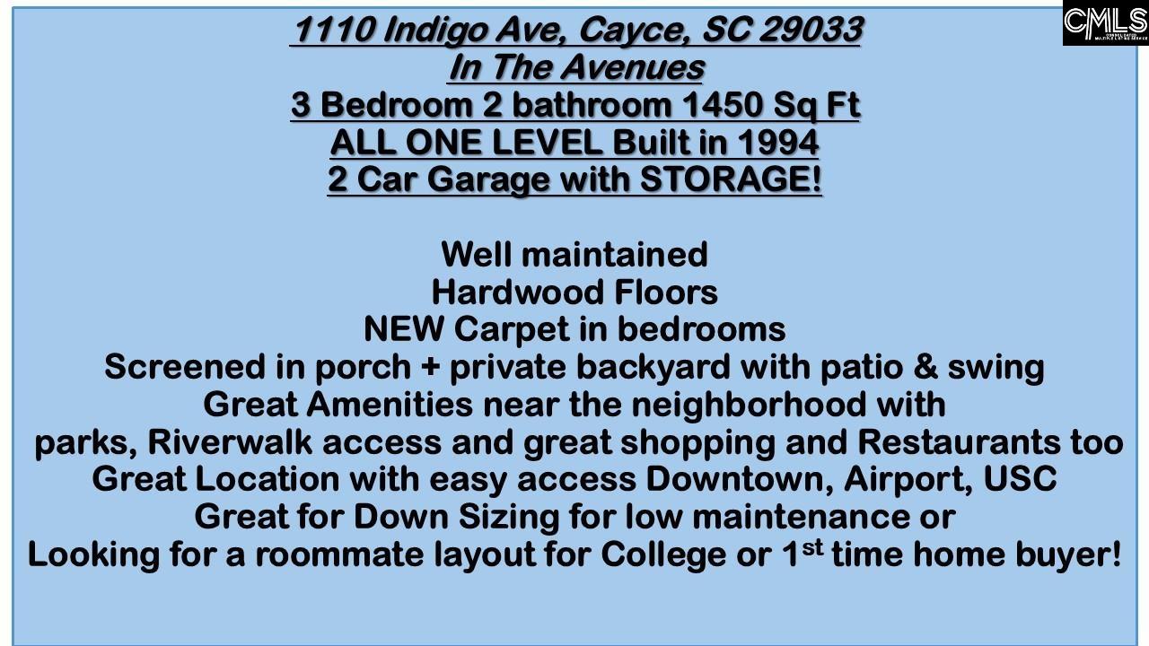 1110 Indigo Avenue Cayce, SC 29033