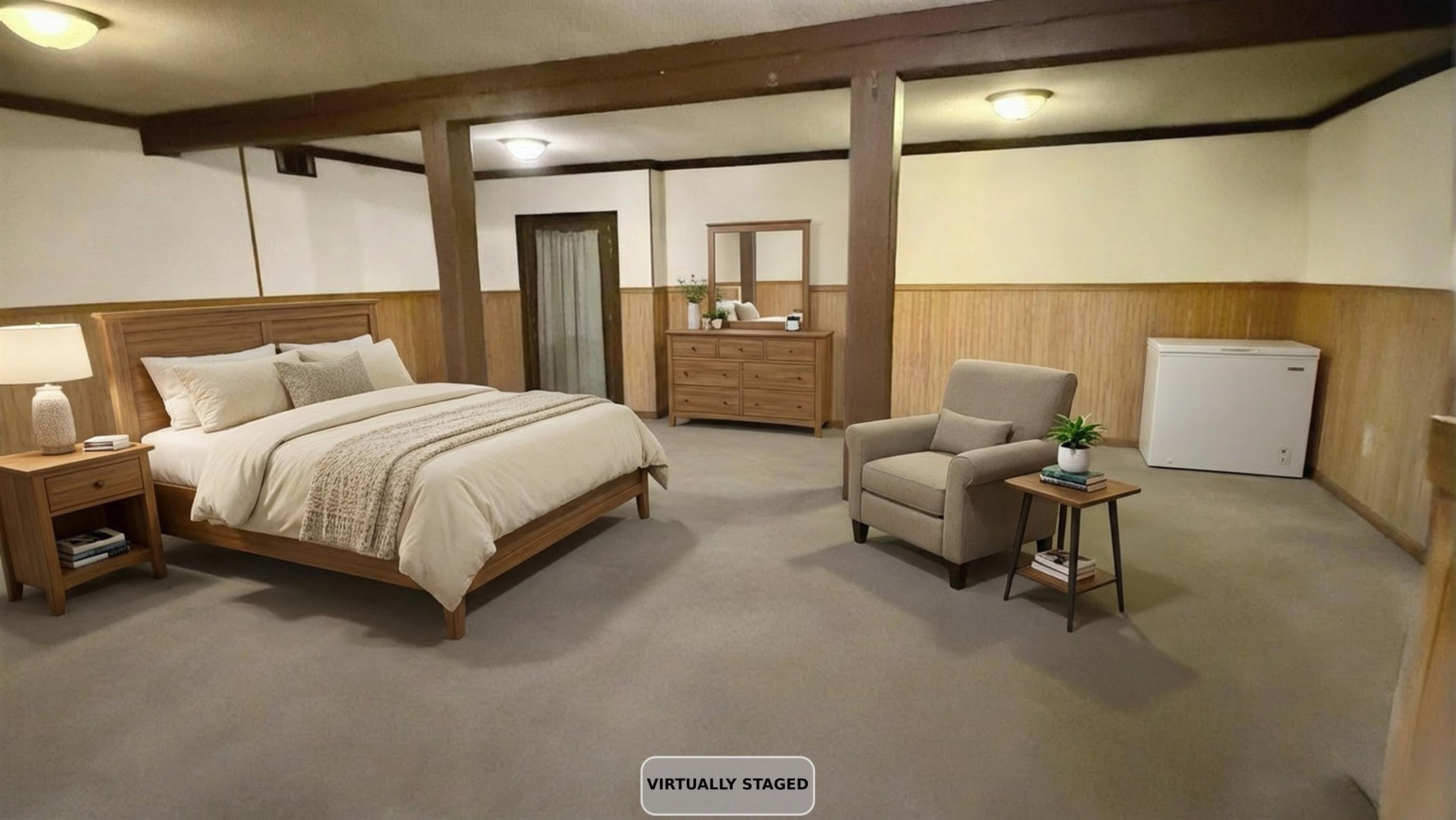 This is currently the dining area that could be converted into more sleeping area.  Staged photo