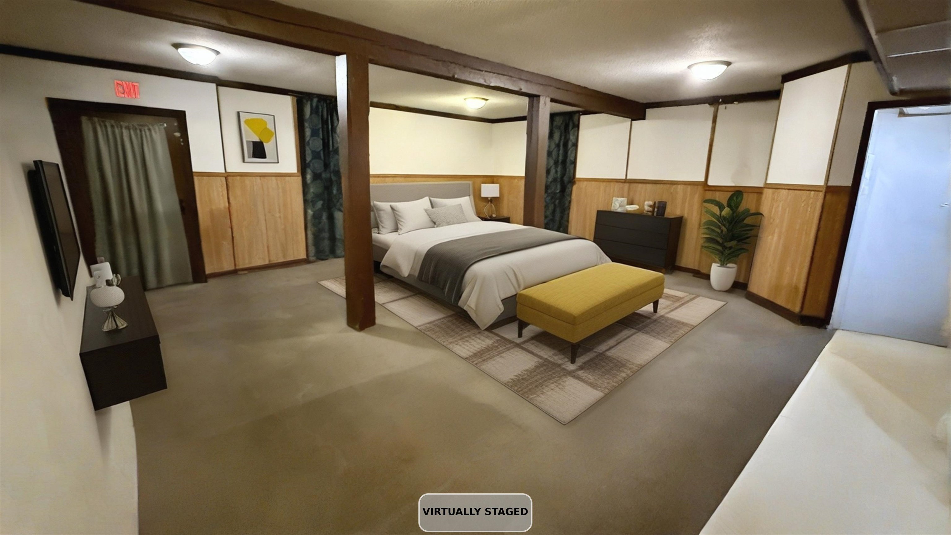 This is currently the dining area that could be converted into more sleeping area.  Staged photo