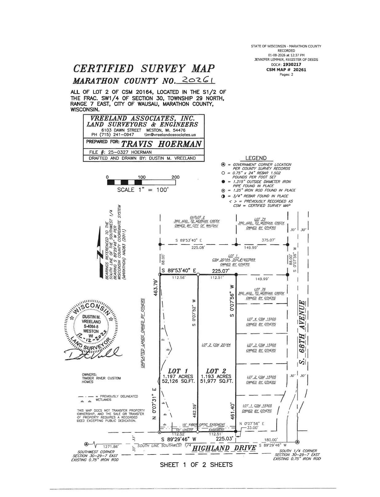 Lot 1 & 2 HIGHLAND DRIVE, Wausau, Wisconsin 54401, ,Land,For Sale,Lot 1 & 2 HIGHLAND DRIVE,22603698