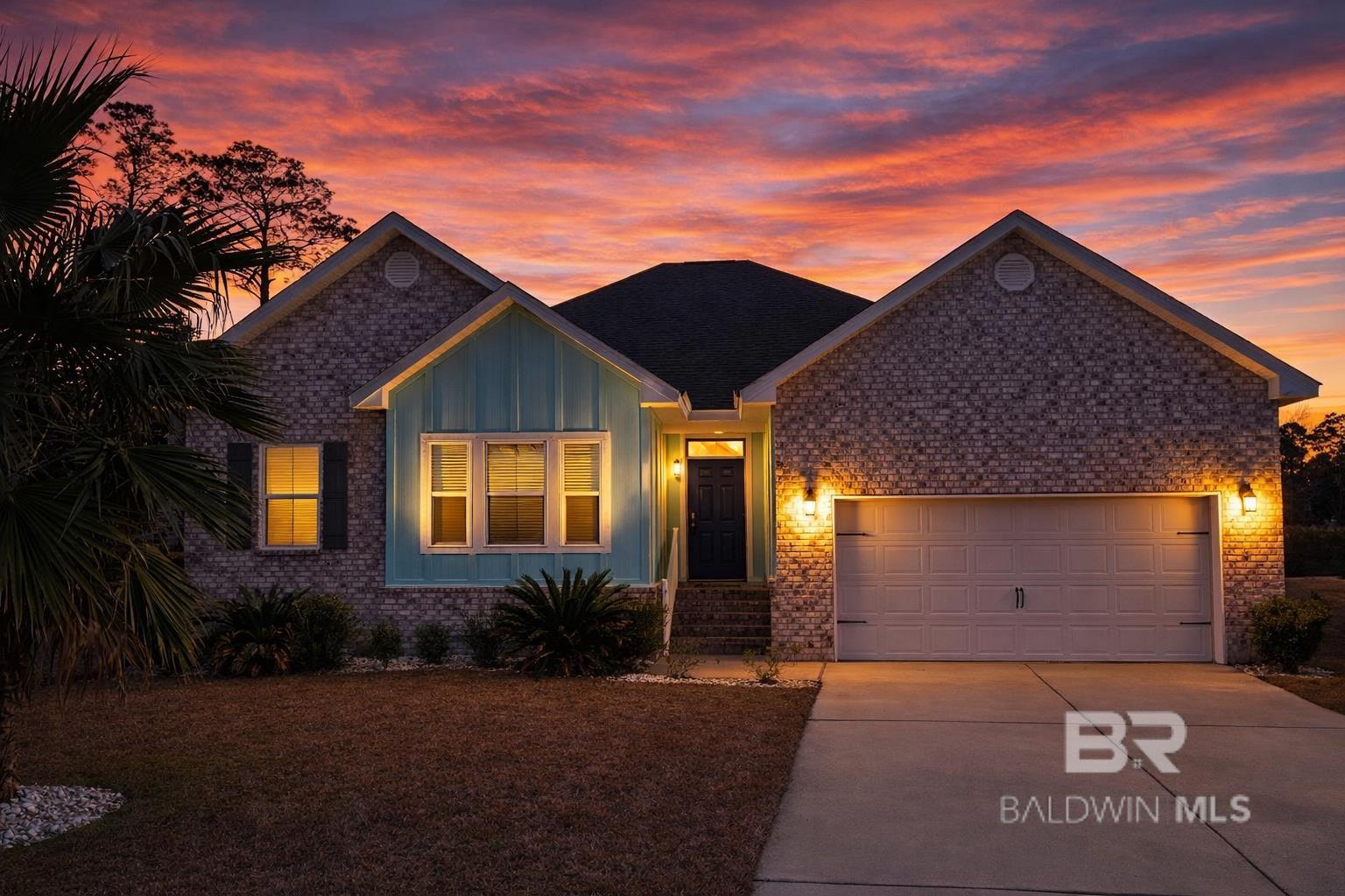 Welcome to this beautifully crafted home built in 2019 to Gold Fortified standards, tucked away in the quiet Islandwood neighborhood on the island in Gulf Shores. Backing directly onto the Gulf Shores Golf Course, this property offers serene views of manicured fairways and a peaceful pond—your own private slice of coastal tranquility.Designed with both comfort and functionality in mind, this 4-bedroom, 2-bath home features a thoughtfully designed split floor plan that provides exceptional privacy. The luxurious owner’s suite occupies its own wing and serves as a true retreat, showcasing 10-foot tray ceilings, a spa-inspired bath with a garden tub, separate tiled shower, dual vanities, a private water closet, and an impressive 8x13 walk-in closet. A second bedroom is located near the garage, while two additional bedrooms and a full bath are positioned on a separate wing—ideal for guests, family, or flexible living arrangements.The heart of the home is the open-concept kitchen, living, and dining area, highlighted by 11-foot tray ceilings in the living room and abundant natural light. The kitchen features stainless steel appliances, granite countertops, a spacious island, and a large pantry with ample storage, making it perfect for entertaining or everyday living. Granite countertops extend into the bathrooms, offering a cohesive and upscale finish throughout. A welcoming entryway greets you upon arrival, while 9-foot ceilings throughout the remainder of the home enhance the spacious feel.Located within the Gulf Shores School District, this hidden island gem offers the best of both worlds—peaceful neighborhood living just 2 miles from the sugar-white sands and turquoise waters of the Gulf. Enjoy golf course views, quiet surroundings, and convenient access to beaches, dining, and shopping—this home truly delivers island living at its finest. Buyer to verify all information during due diligence.