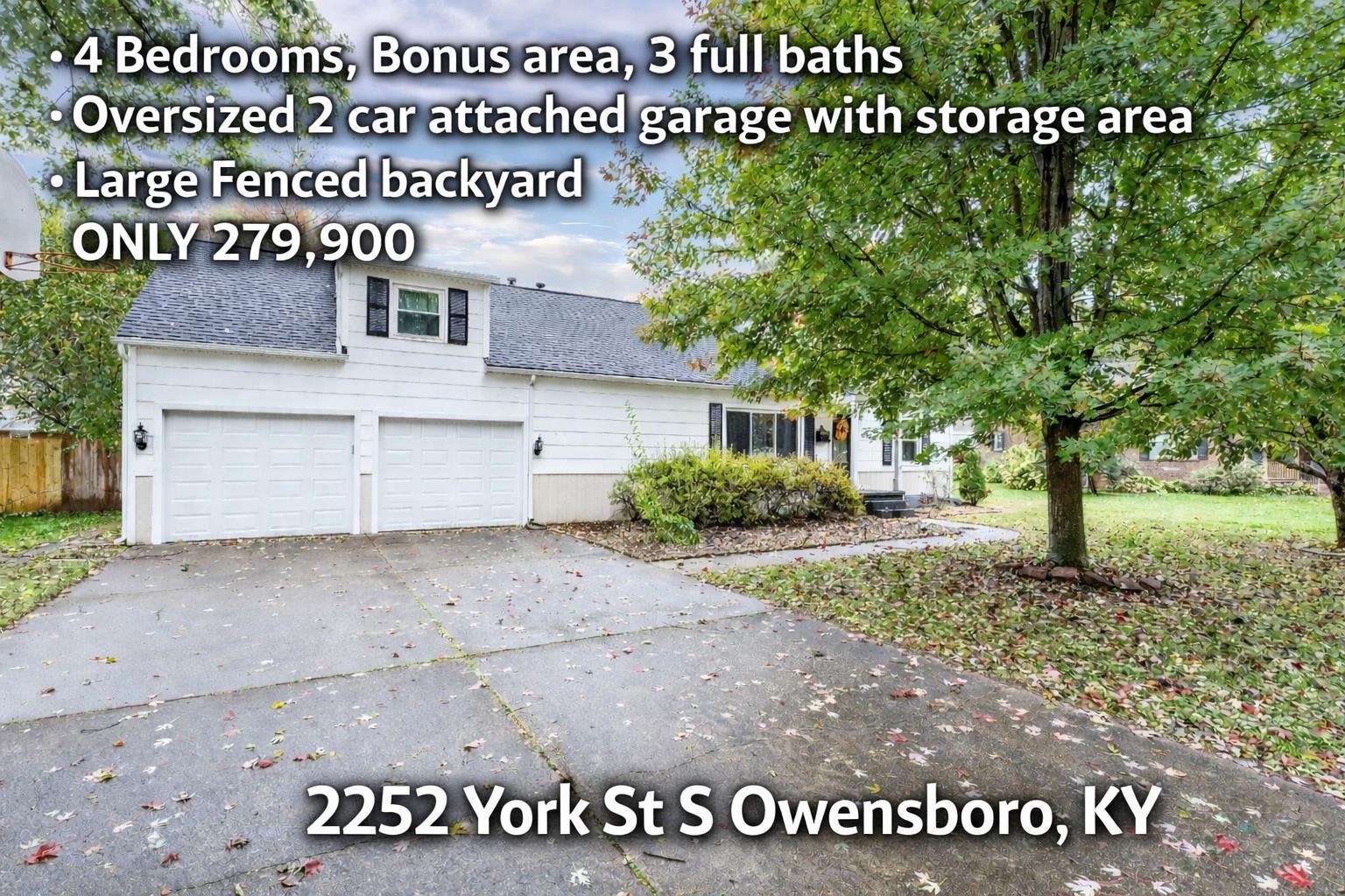 2252 York St S, Owensboro, Kentucky 42301, 4 Bedrooms Bedrooms, ,3 BathroomsBathrooms,Single Family Residence,For Sale,2252 York St S,93413
