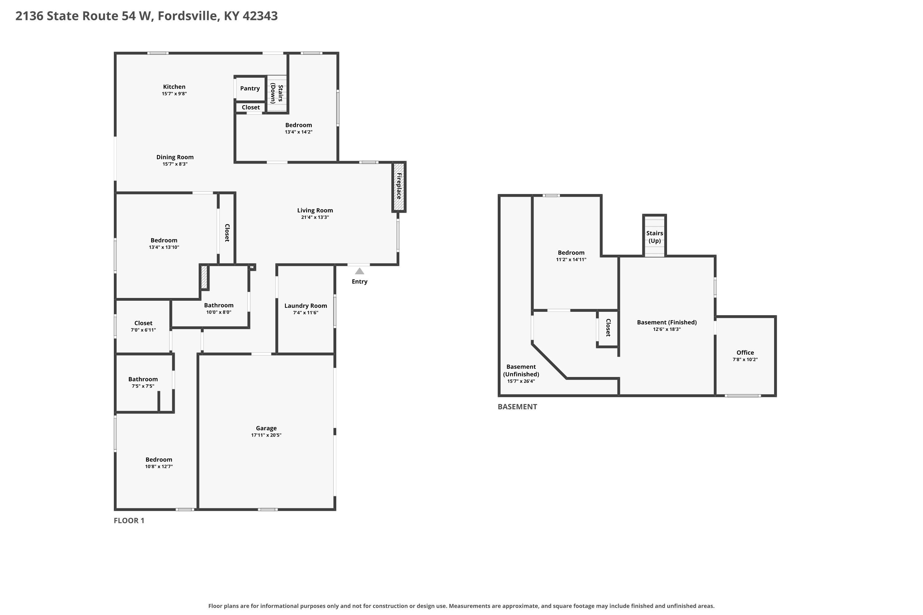 2136 State Route 54 W, Fordsville, Kentucky 42343, 4 Bedrooms Bedrooms, ,2 BathroomsBathrooms,Single Family Residence,For Sale,State Route 54 W,95940