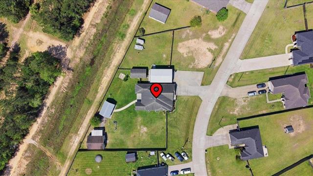 Aerial drone view of property