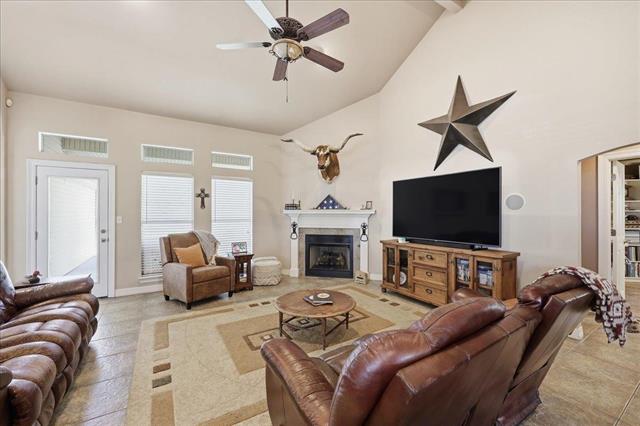 Living room alternate angle with star wall decor
