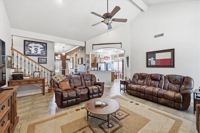 Open concept view from kitchen toward living room