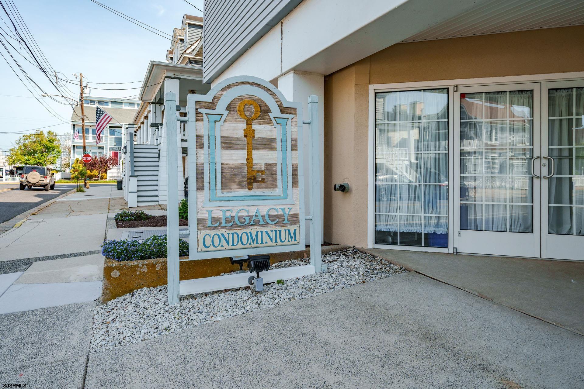 Welcome to the much sought after Legacy Condo Complex located in the heart of the downtown. Park your car in your assigned, covered parking area and walk to all the local treasures of America's Greatest family Resort. The Beach, Famous Boardwalk, ice cream shops, downtown shopping, pizza, candy stores, restaurants are all within a block or two of this prime location. Entering the foyer you can take the common elevator or the east access staircase to get to the second floor. The unit is on the end, giving you extra privacy along with a side window adding some natural light into the unit. Entering the unit, the main bedroom is on your right and attaches to the Jack and Jill Bathroom. Further down the hall are a few closets that open into the living area complete with pull-out couch and TV and direct access to the outside deck facing the pool. The kitchen area has counter seating, a cook top, dishwasher, microwave and many other small appliances for added convenience. There is an additional small table and chairs for extra eating or use the outside deck table and chairs. The pool view just adds to the private outdoor space and easy to watch the family at the pool area but not so close that you don't have privacy (pool is located below on the First Floor). The pool deck has common area tables, umbrellas and lounge chairs for those days not spent on the beach. Off the Living Room is the second bedroom, complete with a Pyramid Bunk Bed (double bottom, single top). Great unit for personal use or as a rental property. Pets are allowed for owners but you can not rent to pets. This building does not become available often and owners are a tight-knit group that take pride in caring for the over-all property and it's guests. This won't last long. Time to grab your piece of America's Greatest Family Resort. easy to sho up until rentals start on June 20th. Call today for your private showing!