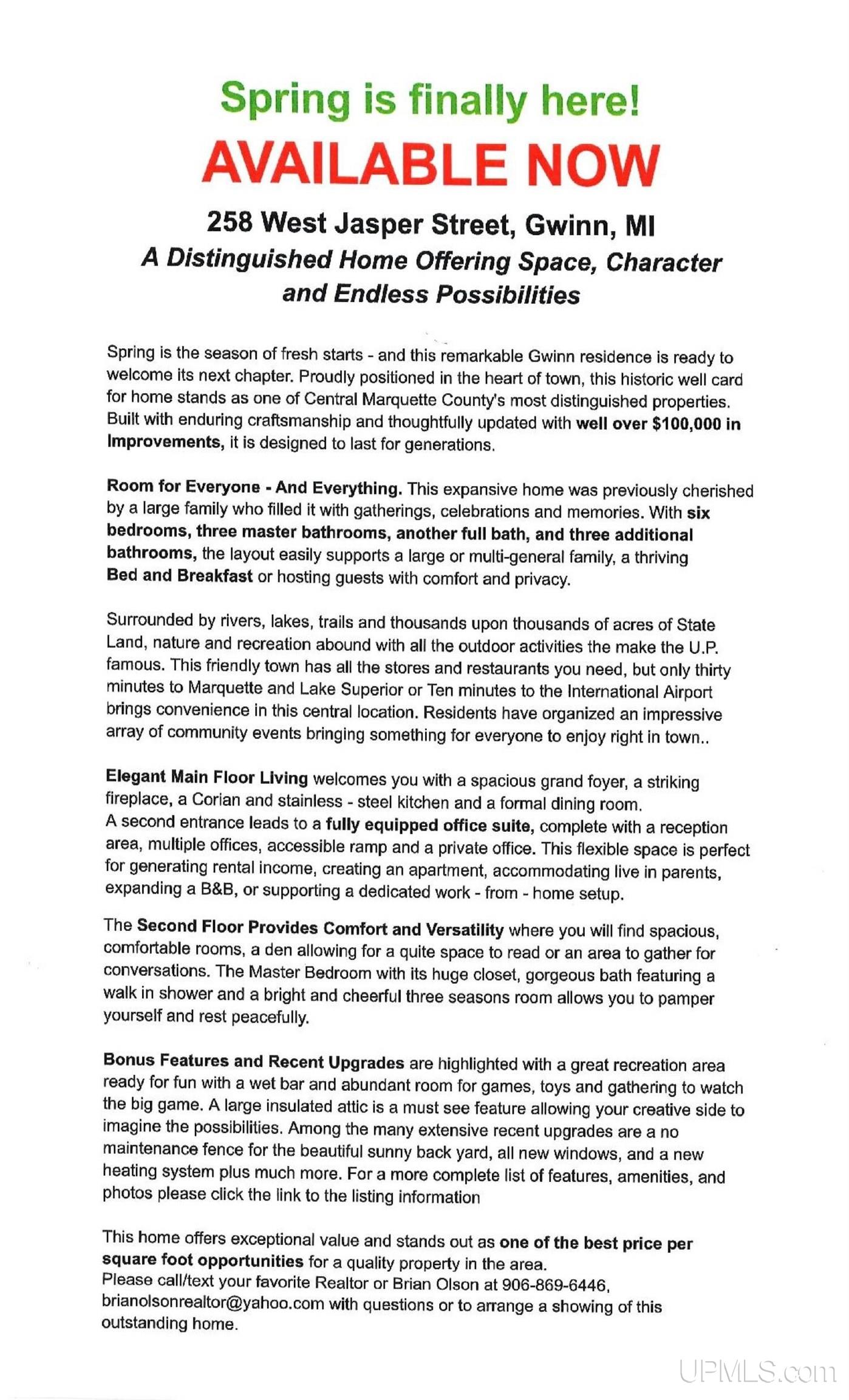 258 W Jasper Street, Gwinn, MI, 49841