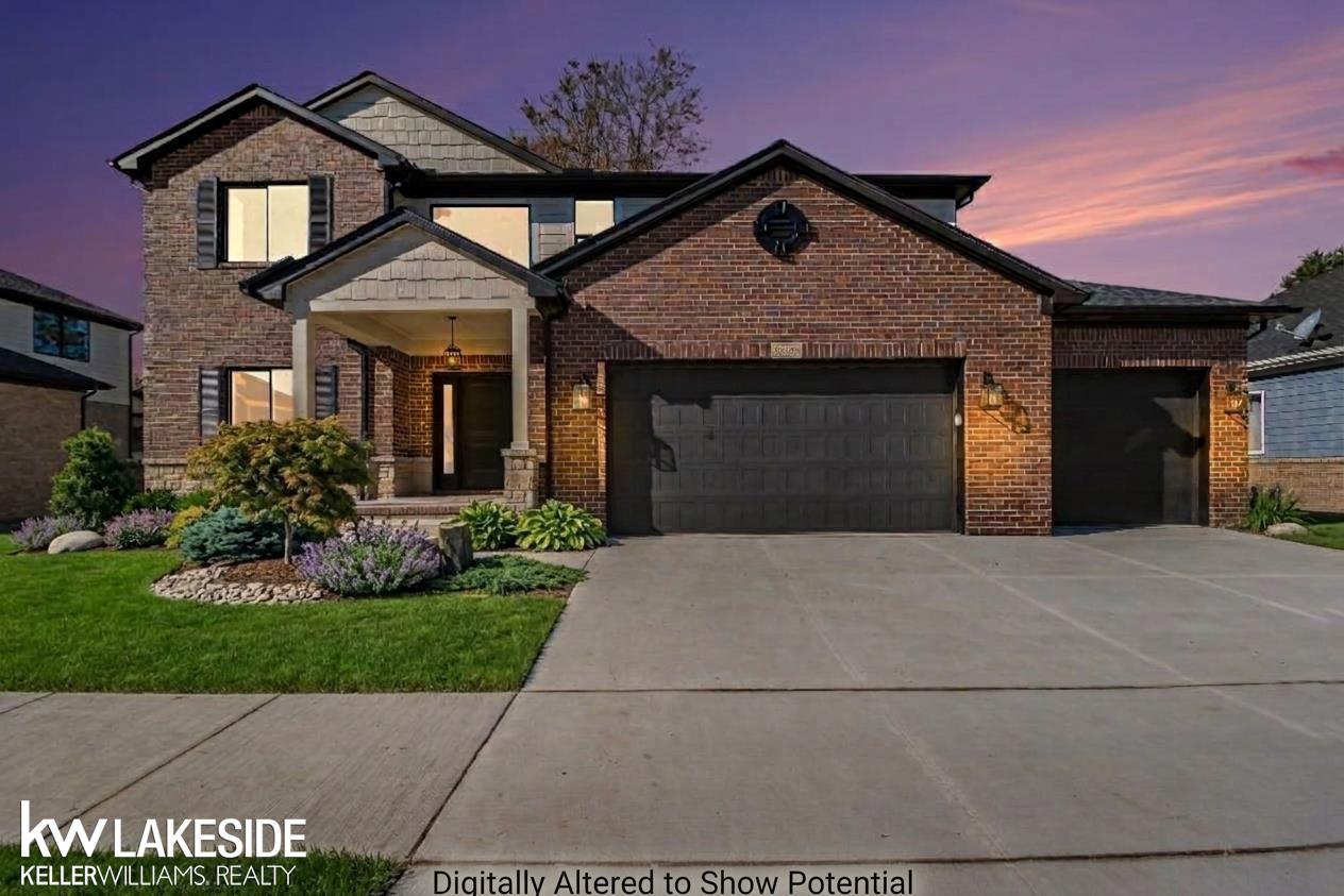** OPEN HOUSE SATURDAY OCTOBER 24, NOON - 2pm **  BRAND NEW CONSTRUCTION Exquisite 2,901 sq ft, 4-bed, 2.5-bath home located in the coveted Utica Community Schools district with access to the elite International Baccalaureate (IB) Academy! This builder-thought-of-everything property features a breathtaking 18-foot foyer, modern lighting throughout, and custom molding at the front entrance and in the private den. The expansive layout boasts 9-foot ceilings and gorgeous custom/crown molding throughout the family room, dining room, kitchen and primary bedroom. The designer kitchen features high-end quartz countertops, a beautiful backsplash, elegant gold-tone cabinet pulls and fully upgraded appliances. Entertain outdoors on the massive 21x14 covered back porch with a custom ceiling and ceiling fan. Upstairs features a large second-floor laundry room alongside four bedrooms all equipped with ceiling fans. The primary suite elevates luxury with beautiful Euro glass doors in the primary shower and massive walk-in closet. The potential is endless in the massive basement, featuring high ceilings, floor-to-ceiling insulation for great energy efficiency, and rough plumbing ready for future plans. Enjoy a convenient family mudroom and a money-saving smart thermostat. The massive 3.5-car garage features a rare rear door and an integrated water spigot for ultimate utility. Packed with unique high-end upgrades-this is a must-see!  BTVAD.