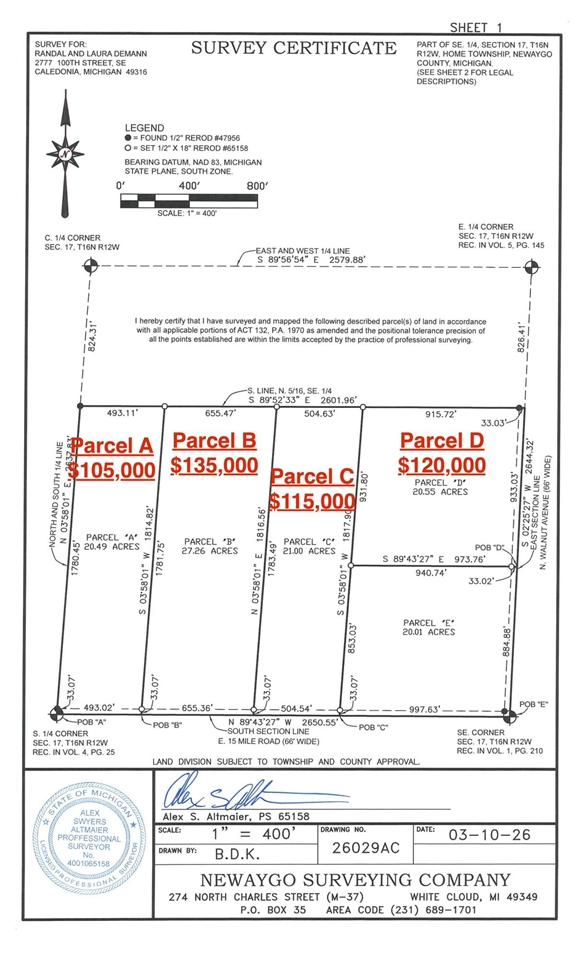 V/L 27A E 15 Mile Road, Bitely, MI, 49309
