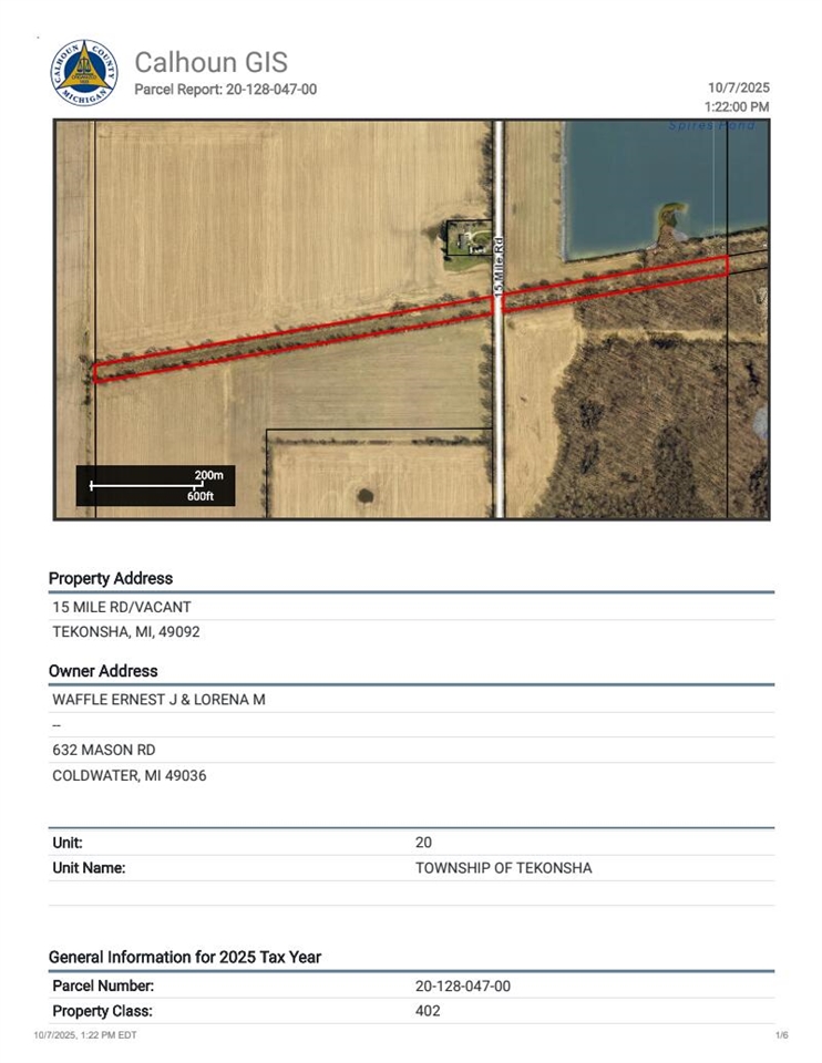 15 Mile Road, Tekonsha, MI, 49092