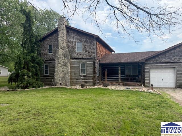 Rustic log cabin charm on approximately 1 acre! This 3 bedroom, 2 bathroom home offers a spacious open feel with warm wood interiors and flexible living space throughout. The attached garage has been converted into additional hobby/recreation space, perfect for crafts, a workshop, game room, home office, or entertaining, while still offering potential for future garage use if desired. The home is full of character and opportunity, with a few finishing touches left for the next owner to make it their own.