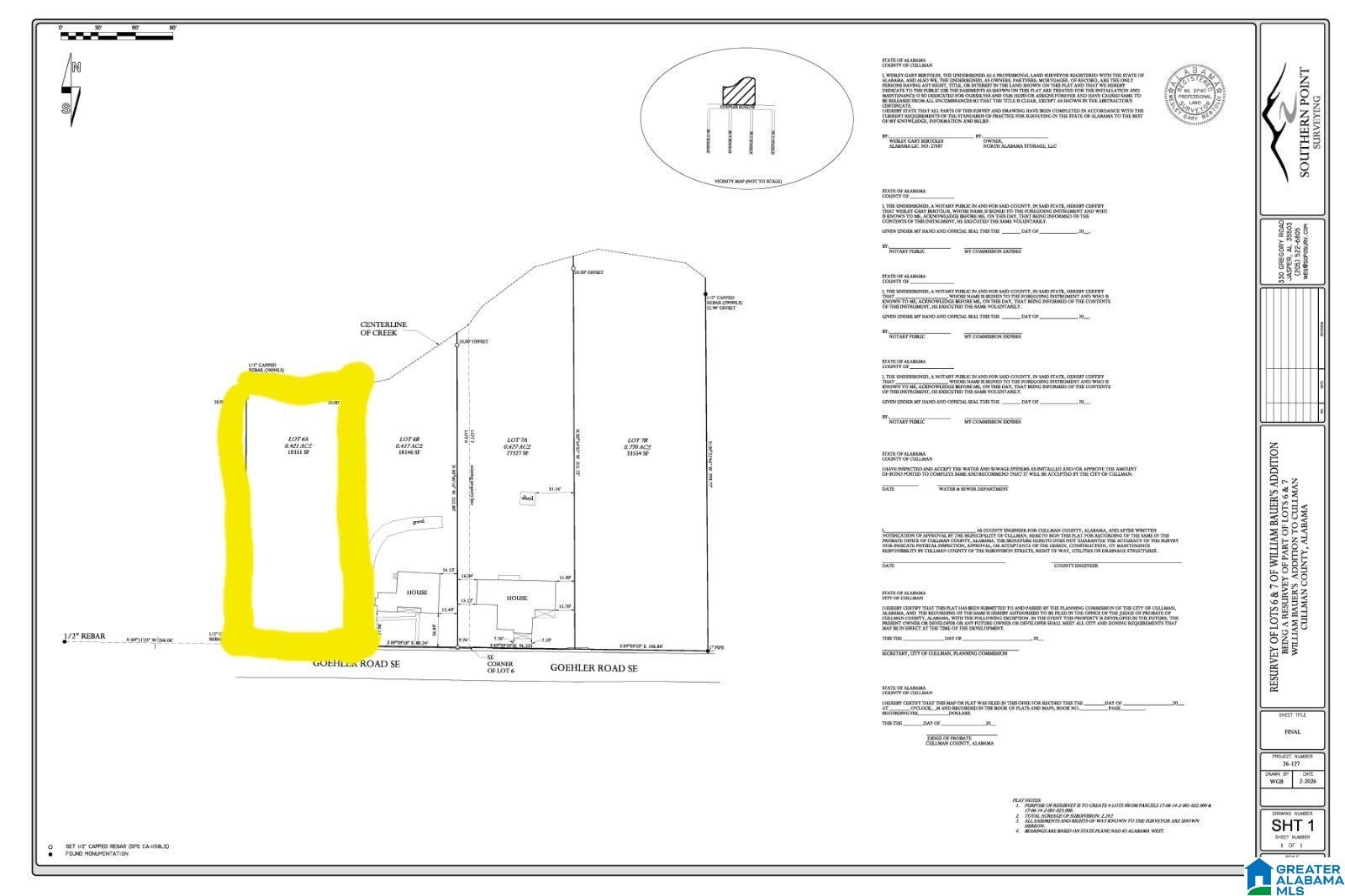 Homes for sale in Cullman, AL | Lot 6A Goehler Road Se, Cullman, AL 35055 | MLS# 21445688