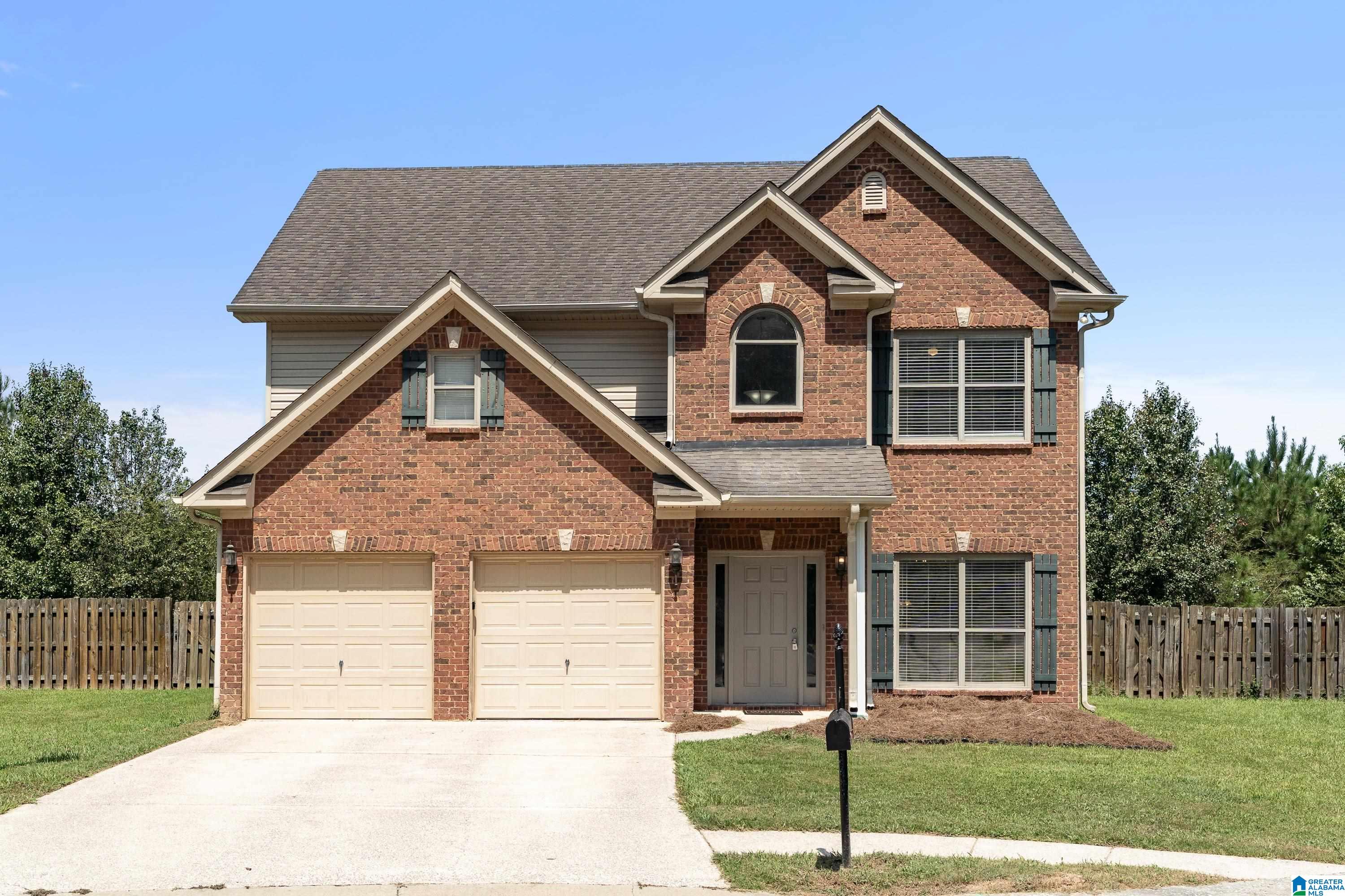 Move-in ready and beautifully updated! This 4-bedroom, 2.5-bath home features fresh paint and new flooring throughout. The main level offers a spacious open floor plan with an eat-in kitchen, dining area, and den with a cozy wood-burning fireplace. A versatile office/bonus room and oversized half bath add convenience. Upstairs features 4 spacious bedrooms, including a large primary suite with separate shower, garden tub, double vanities, and walk-in closets. Enjoy the covered back patio with ceiling fan, perfect for grilling and entertaining. The flat, fully fenced backyard offers plenty of space for gardening, a playset, pets, and more, plus a storage shed. Located on a cul-de-sac with great parking and a true 2-car garage. Call today for your private showing!