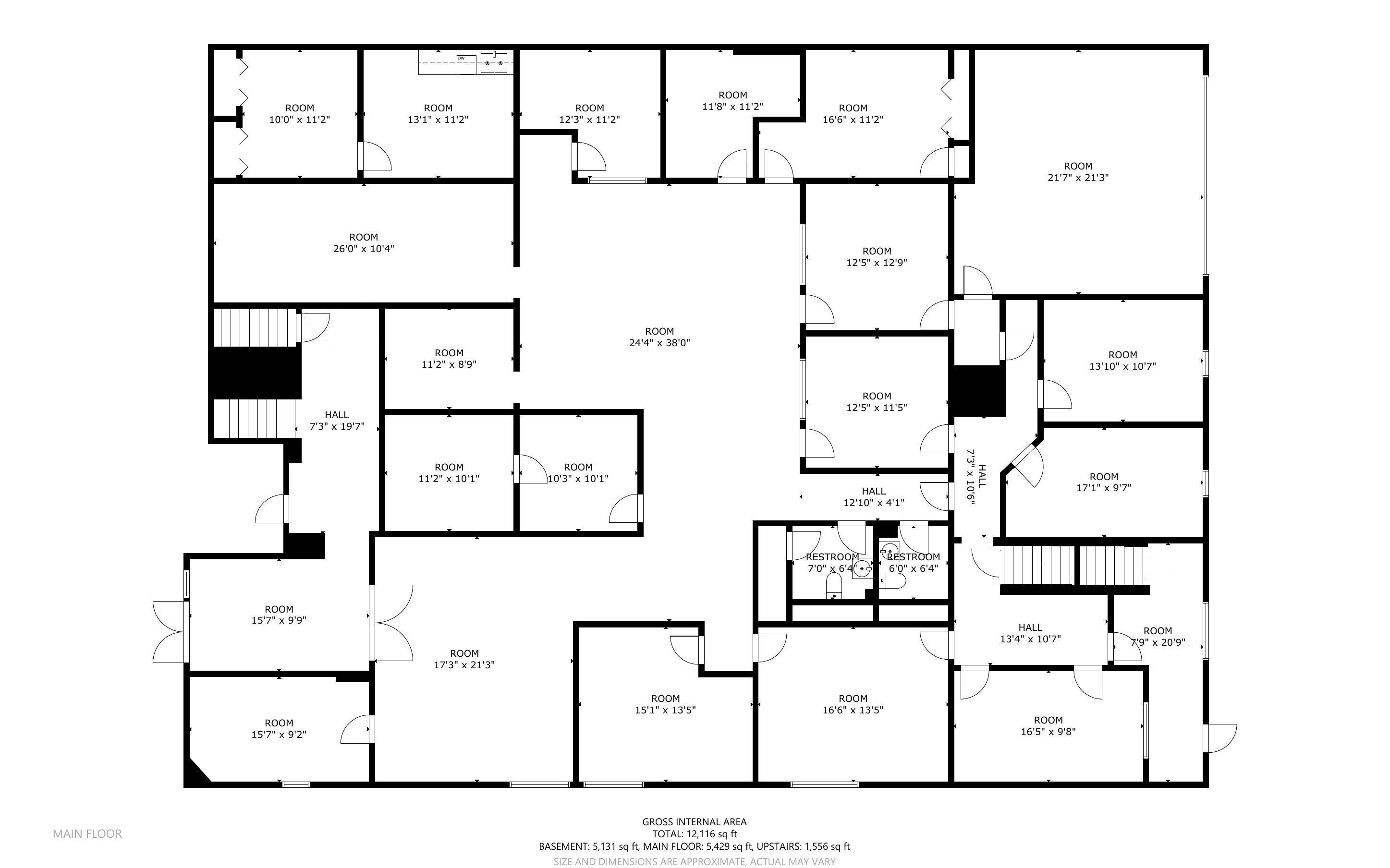 Main Level, includes all offices, garage, 2 Exec. offices & garage area.