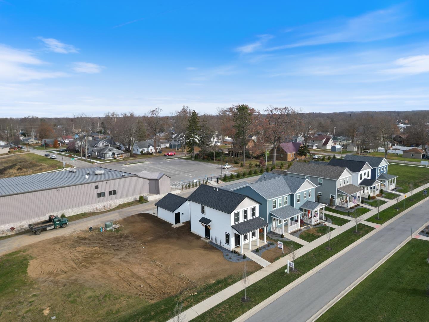 Aerial view of residential area