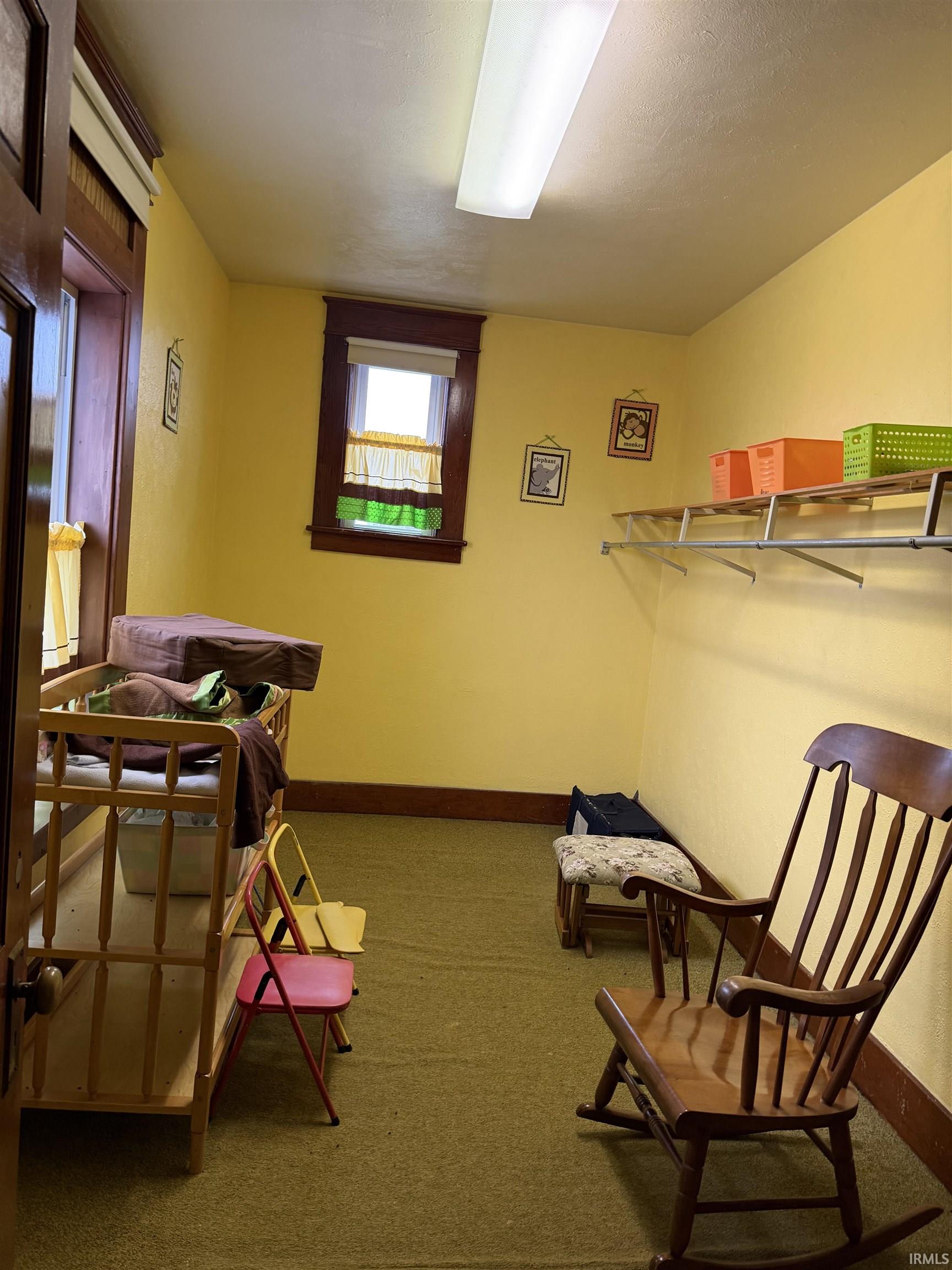 Interior space featuring carpet and nursery equipment