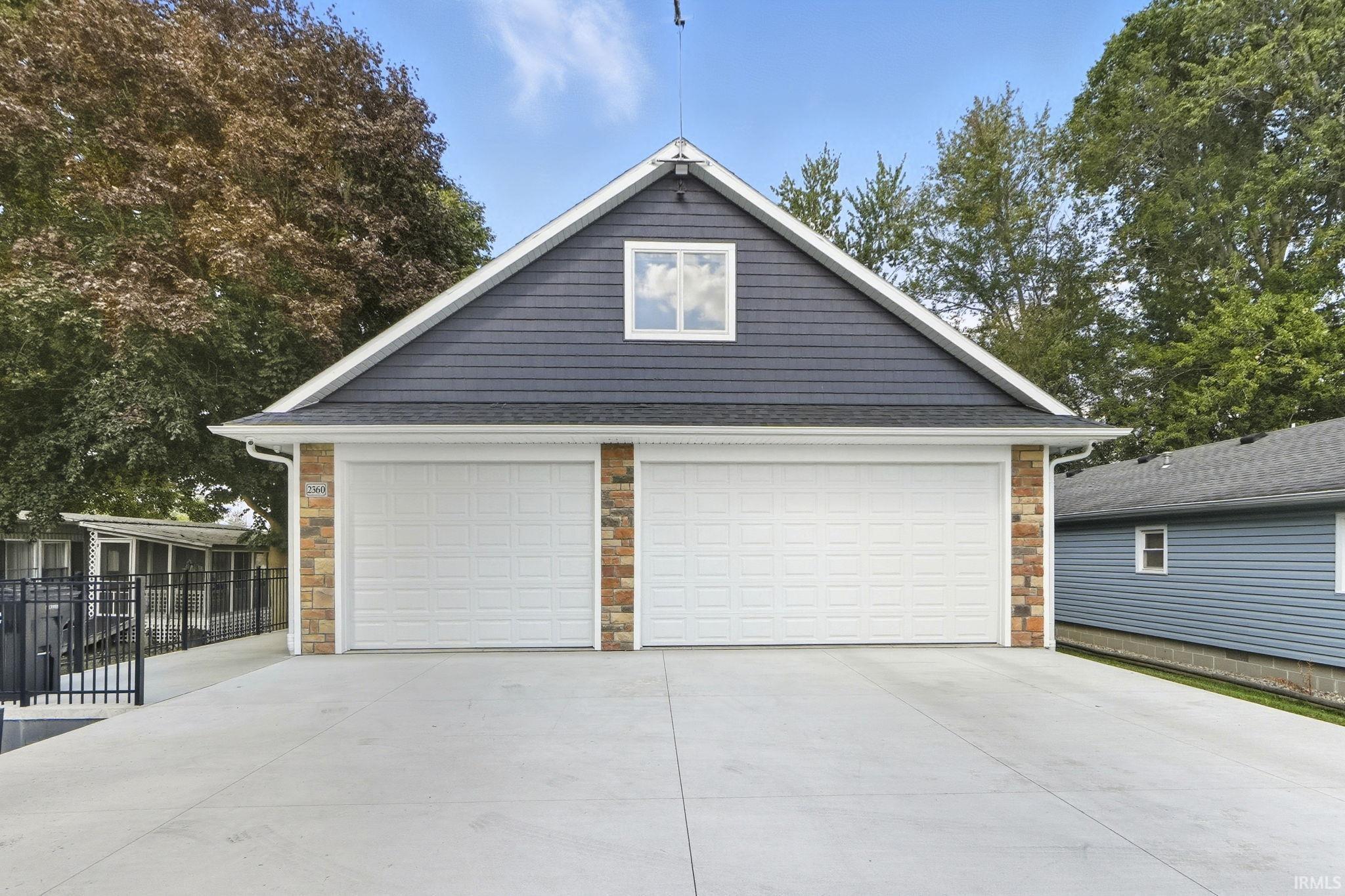 View of detached garage