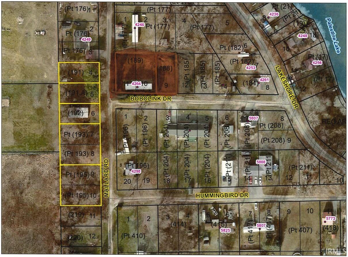 Aerial view of property's location with property parcel outlined