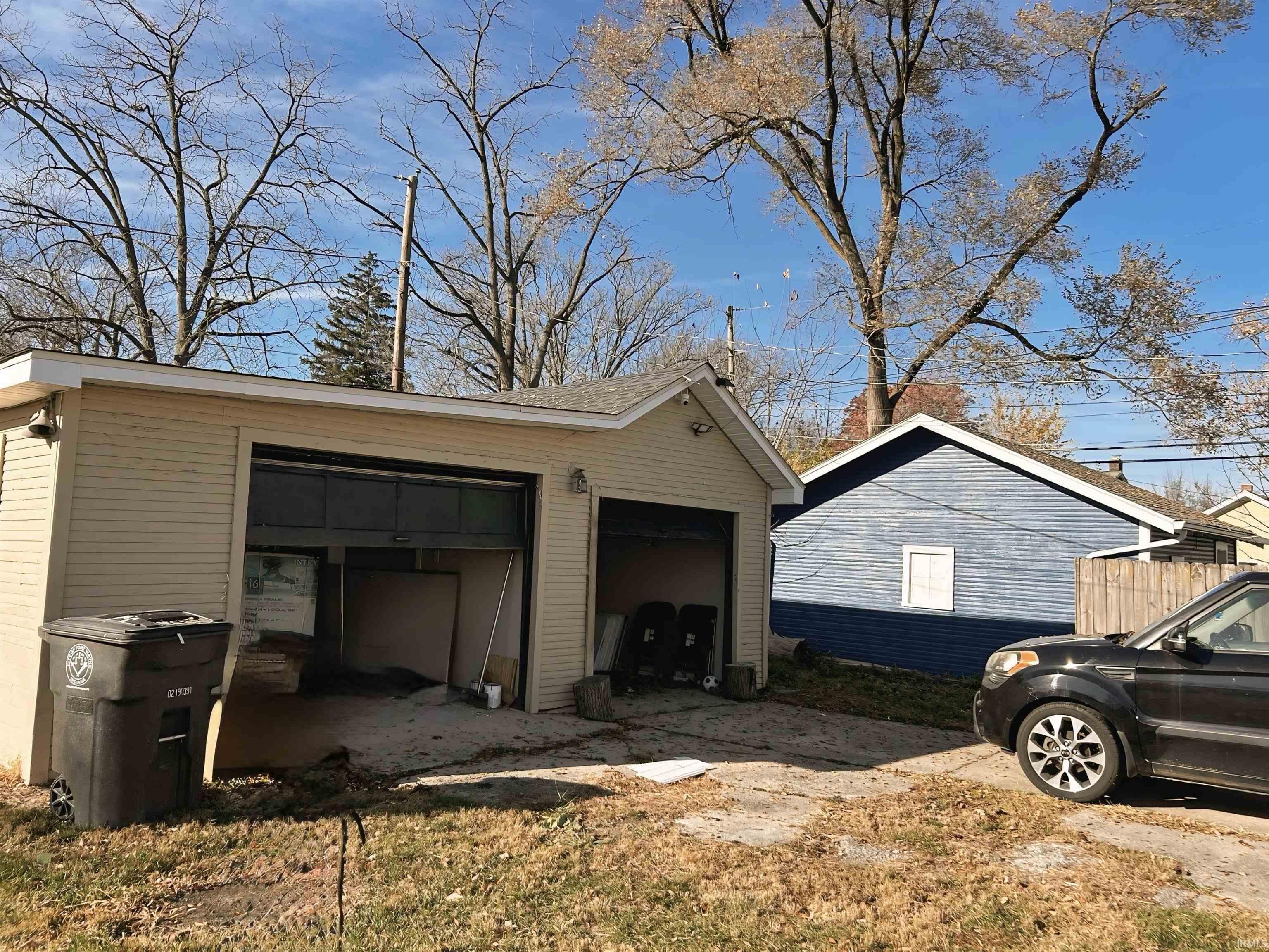 View of detached garage