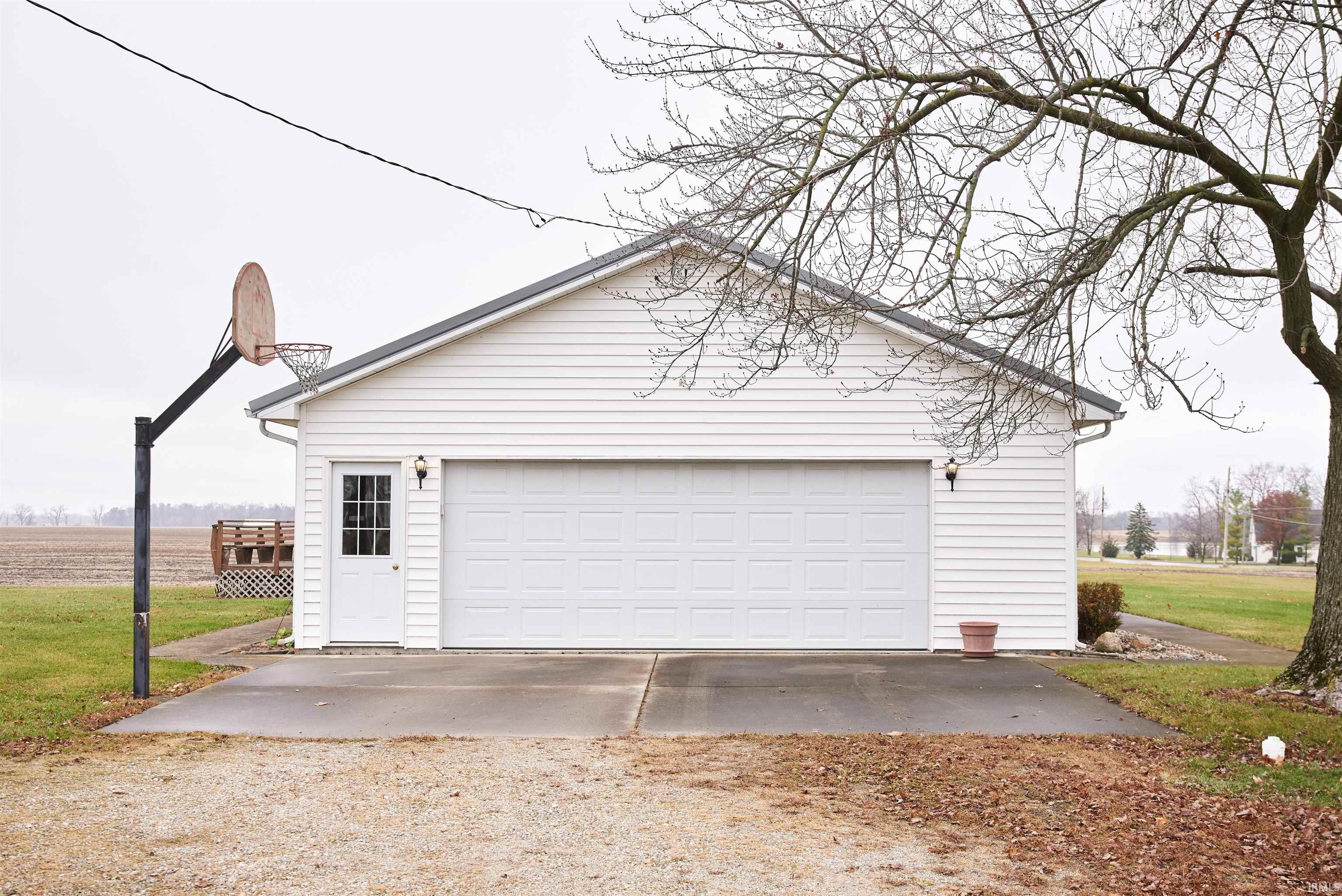 View of detached garage