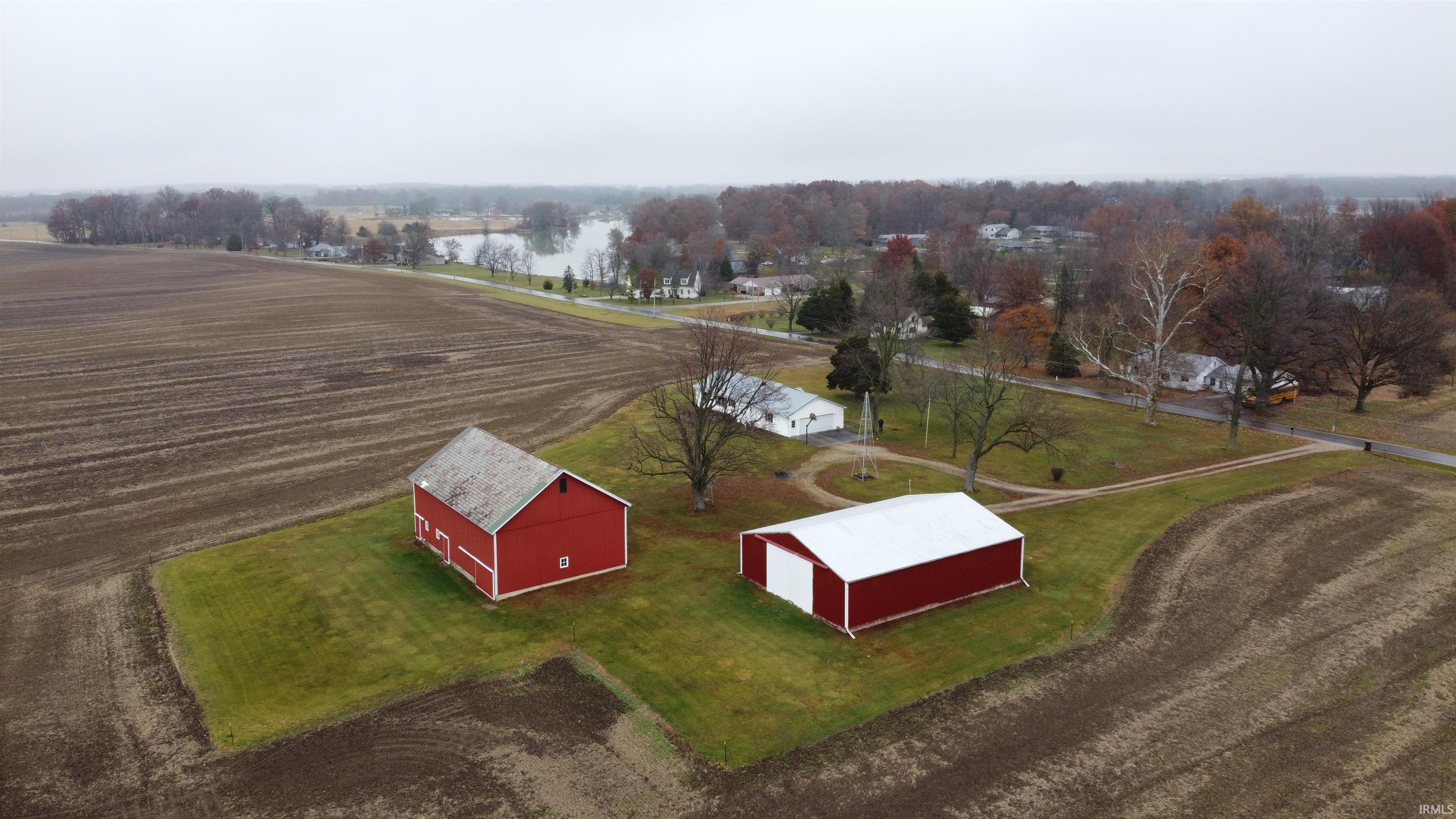 Aerial view of sparsely populated area