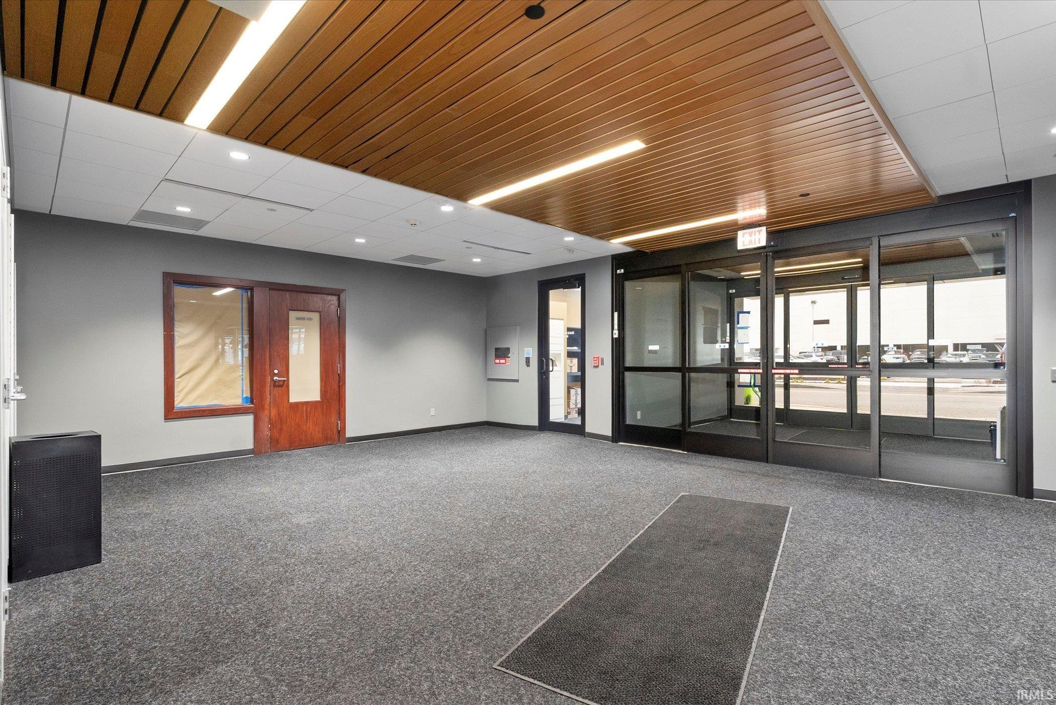 Lobby with wood ceiling