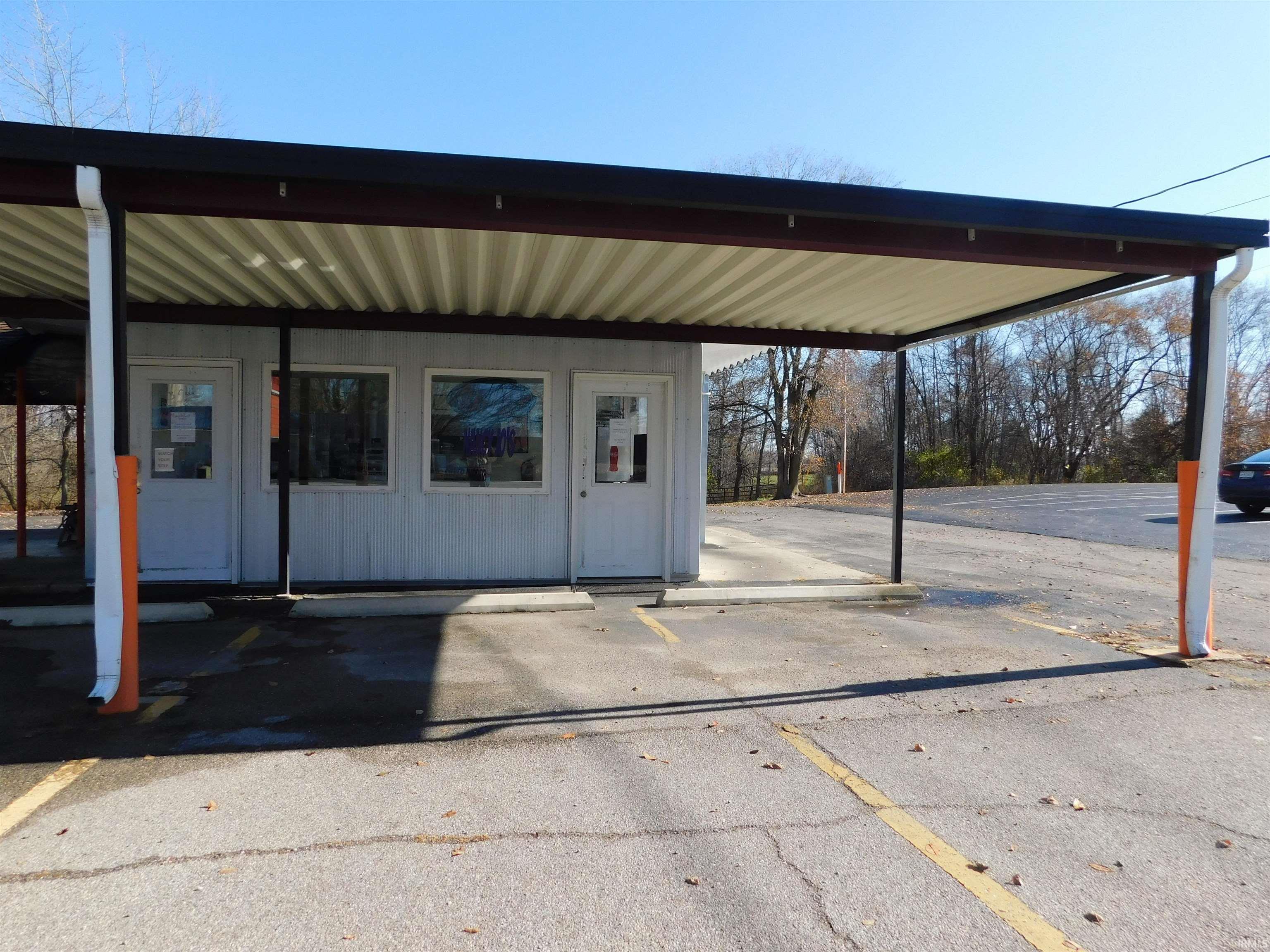 View of partially covered parking lot