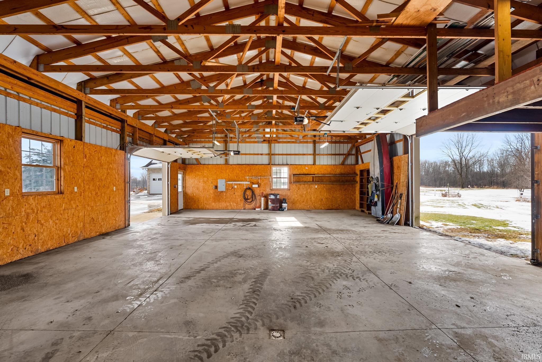 Garage with metal wall
