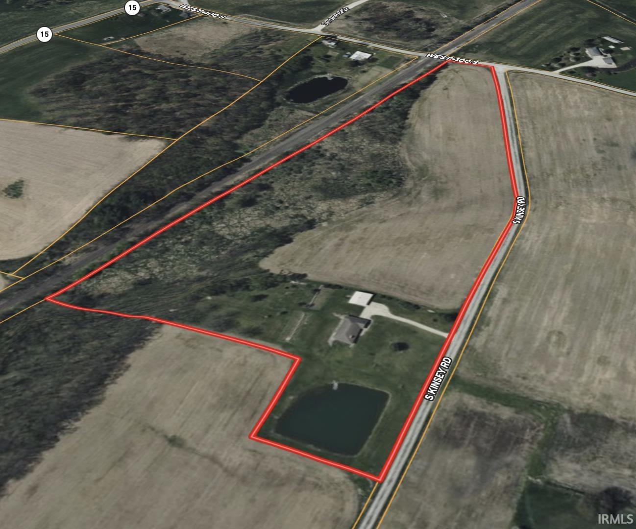 Aerial view of property's location featuring property parcel outlined