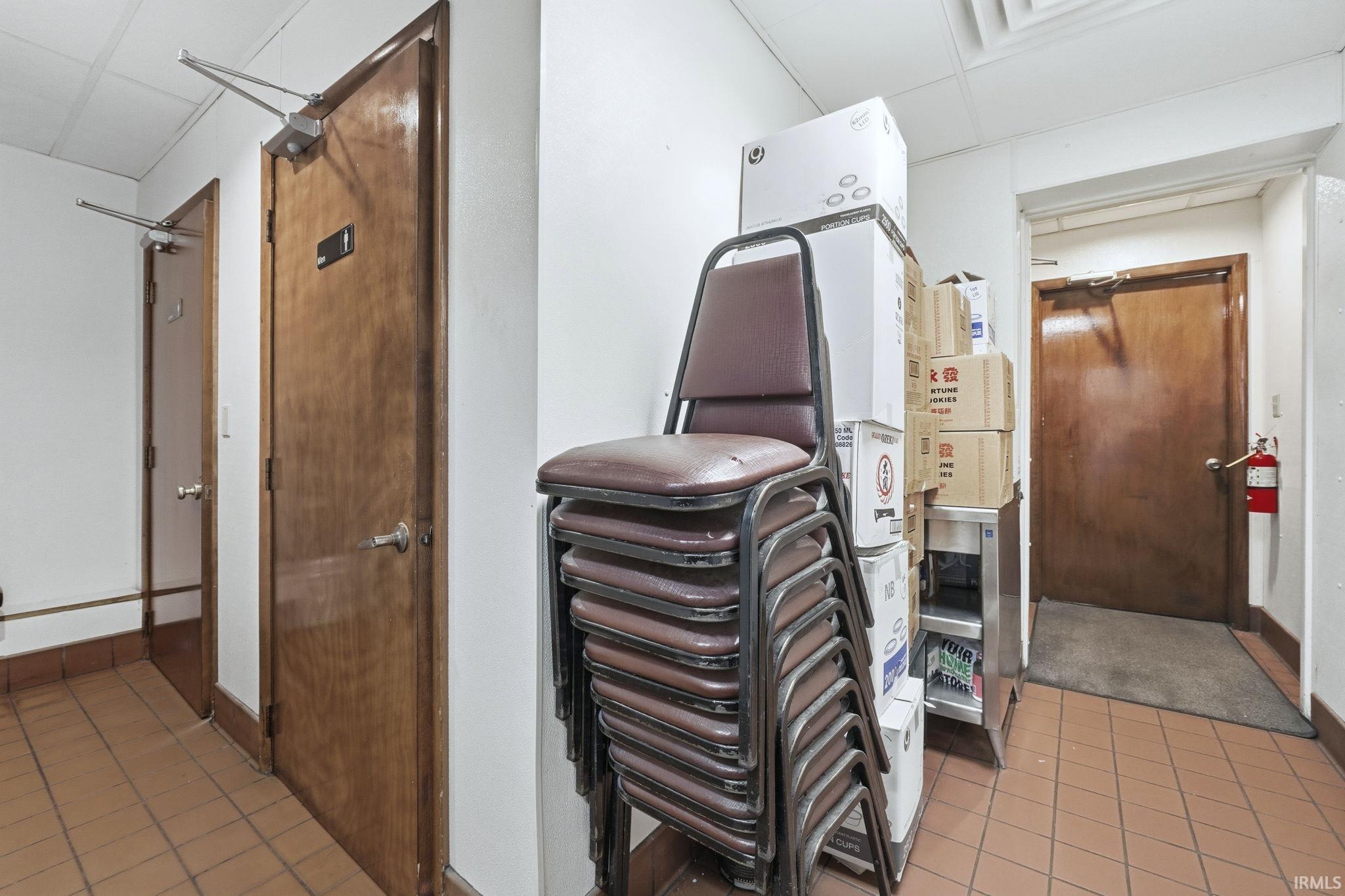 Detailed view of a drop ceiling