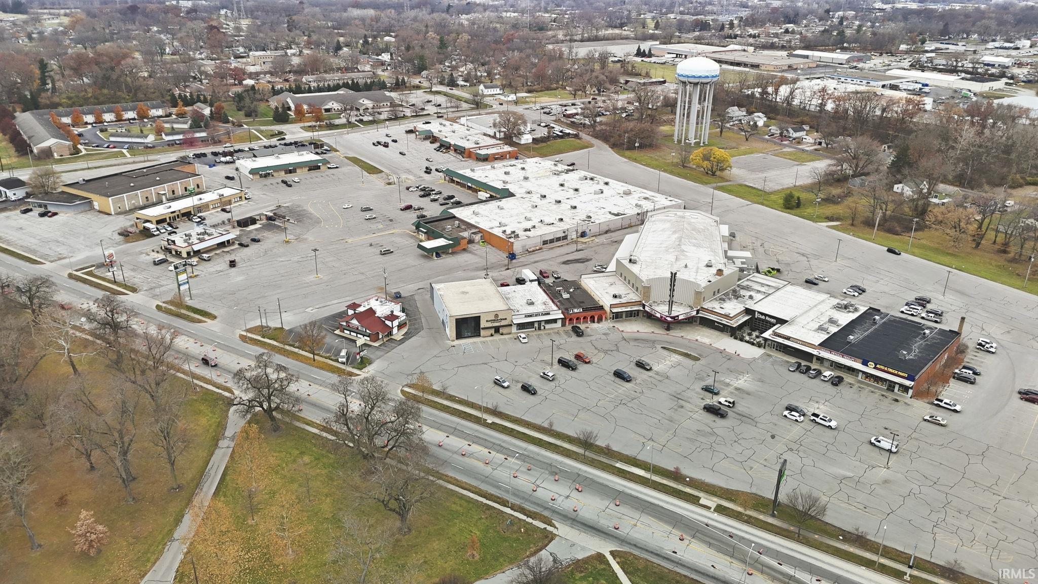 Aerial view of industrial structures