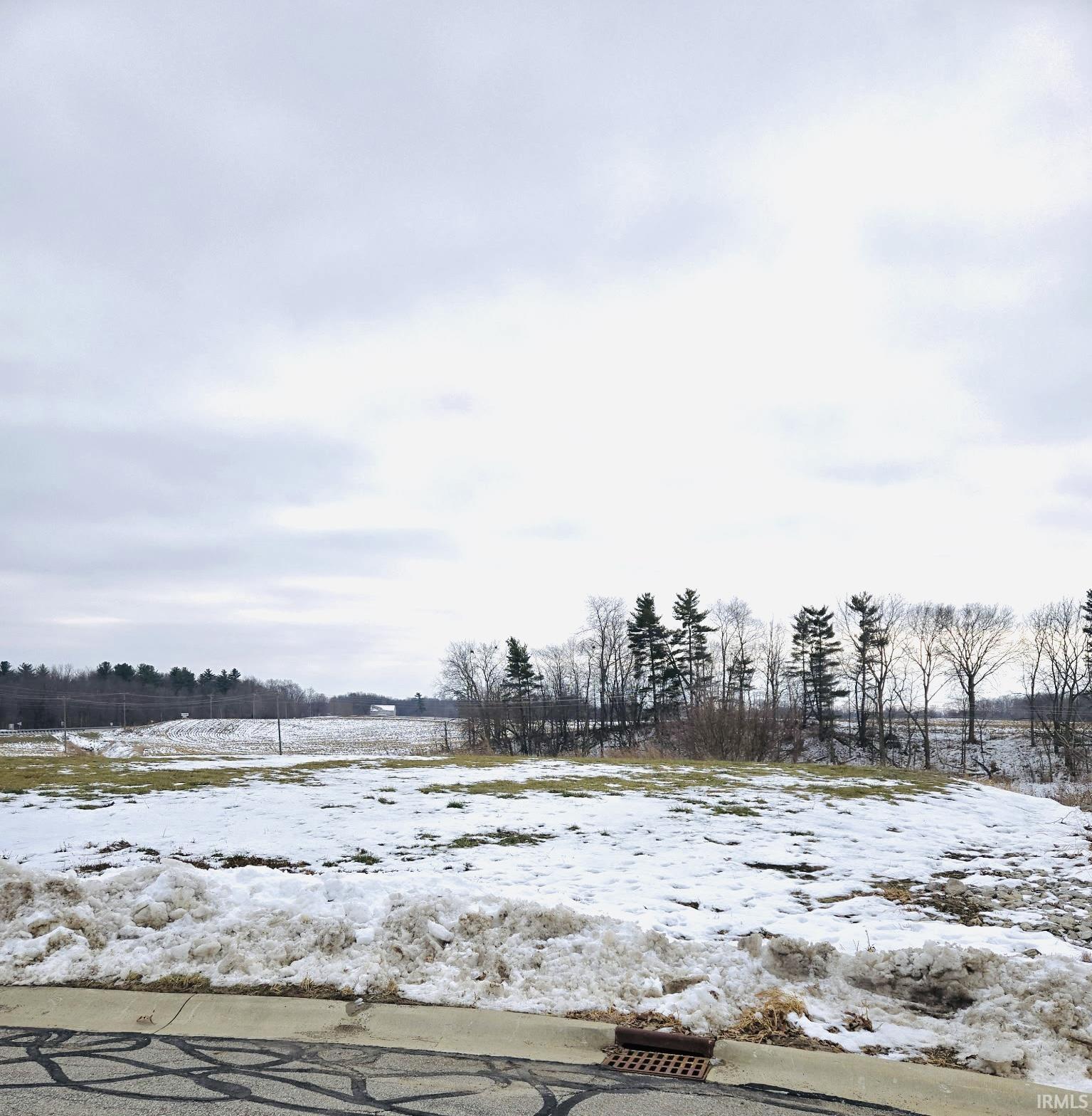 View of yard covered in snow