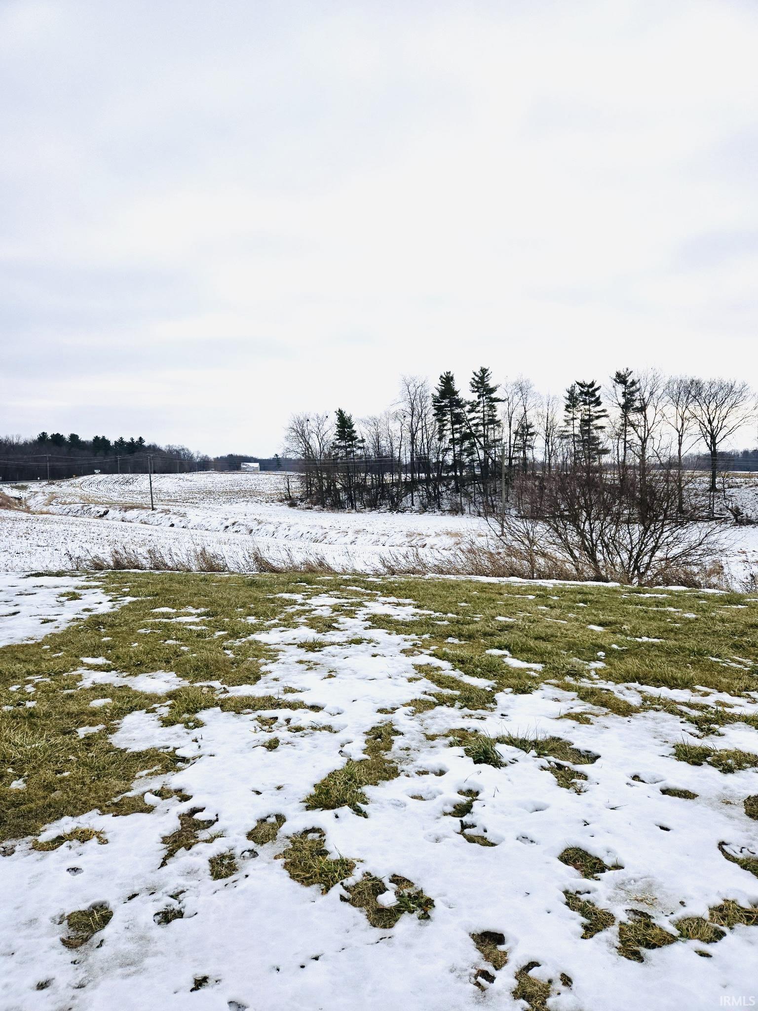 View of yard covered in snow
