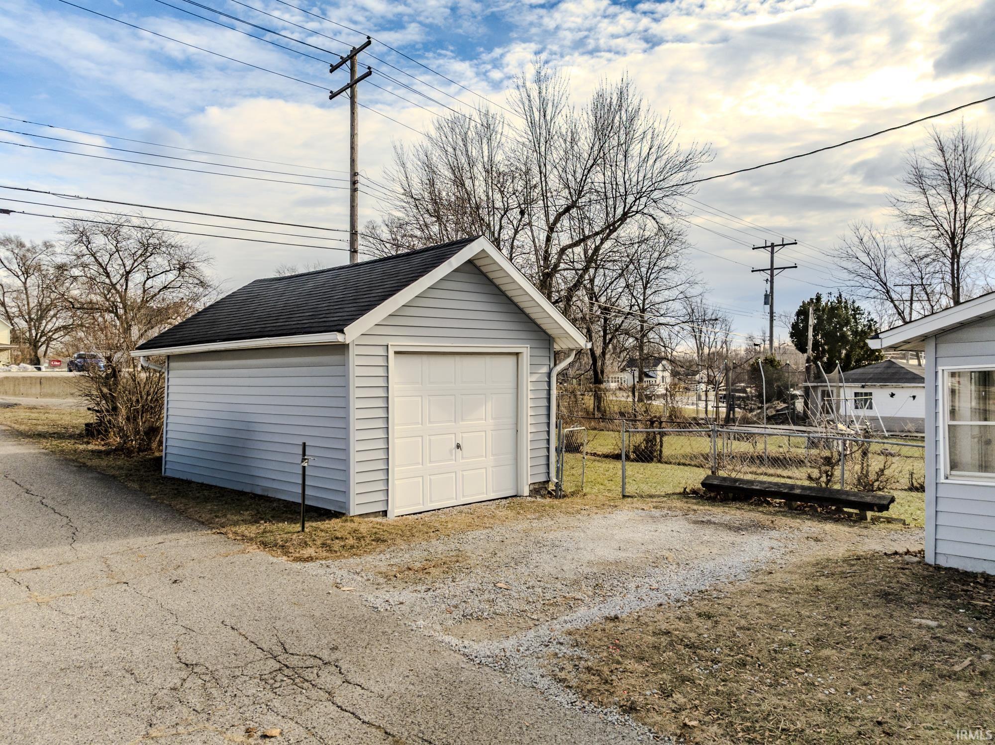 View of detached garage