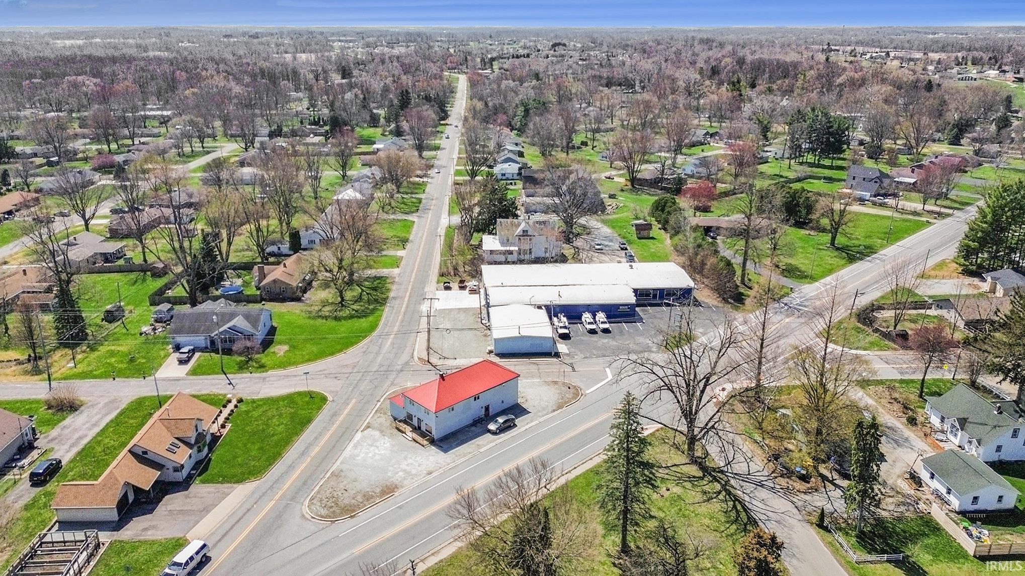 Aerial perspective of suburban area