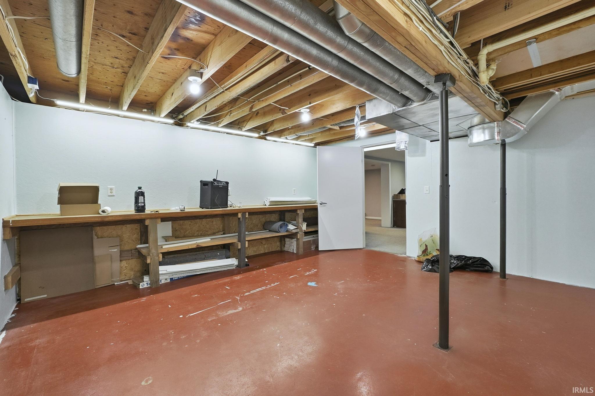 View of unfinished basement