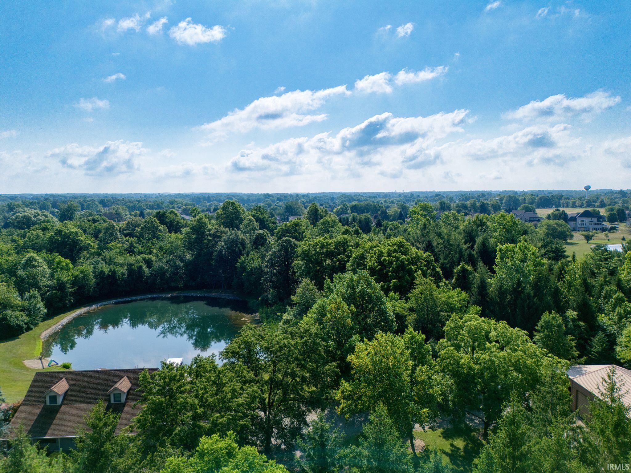 Aerial view of a nearby body of water