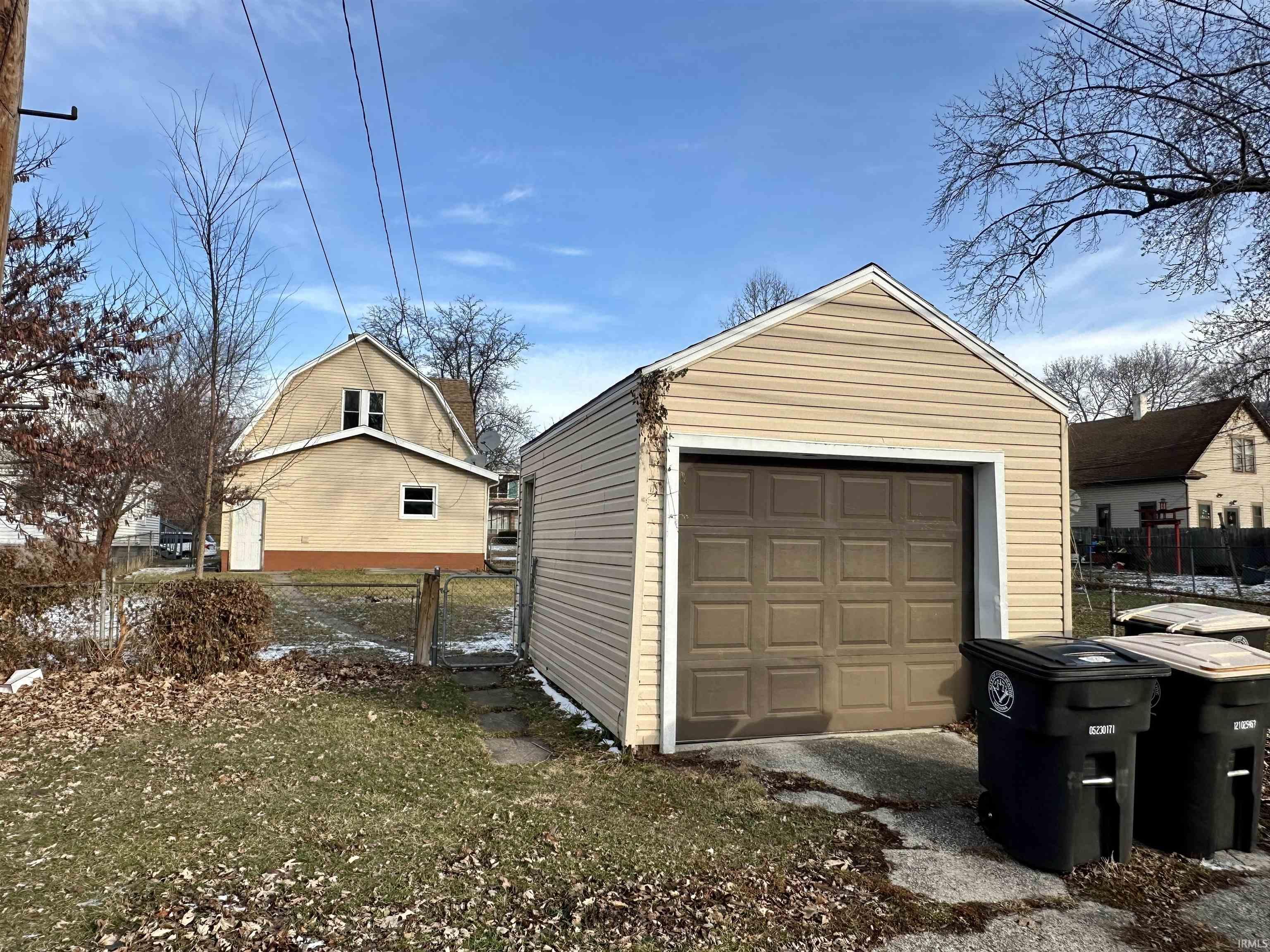 View of detached garage