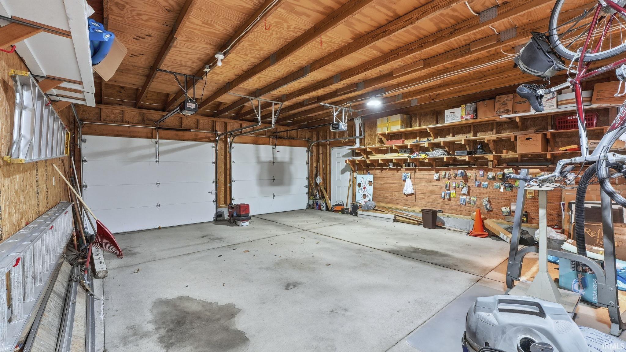Garage with a workshop area