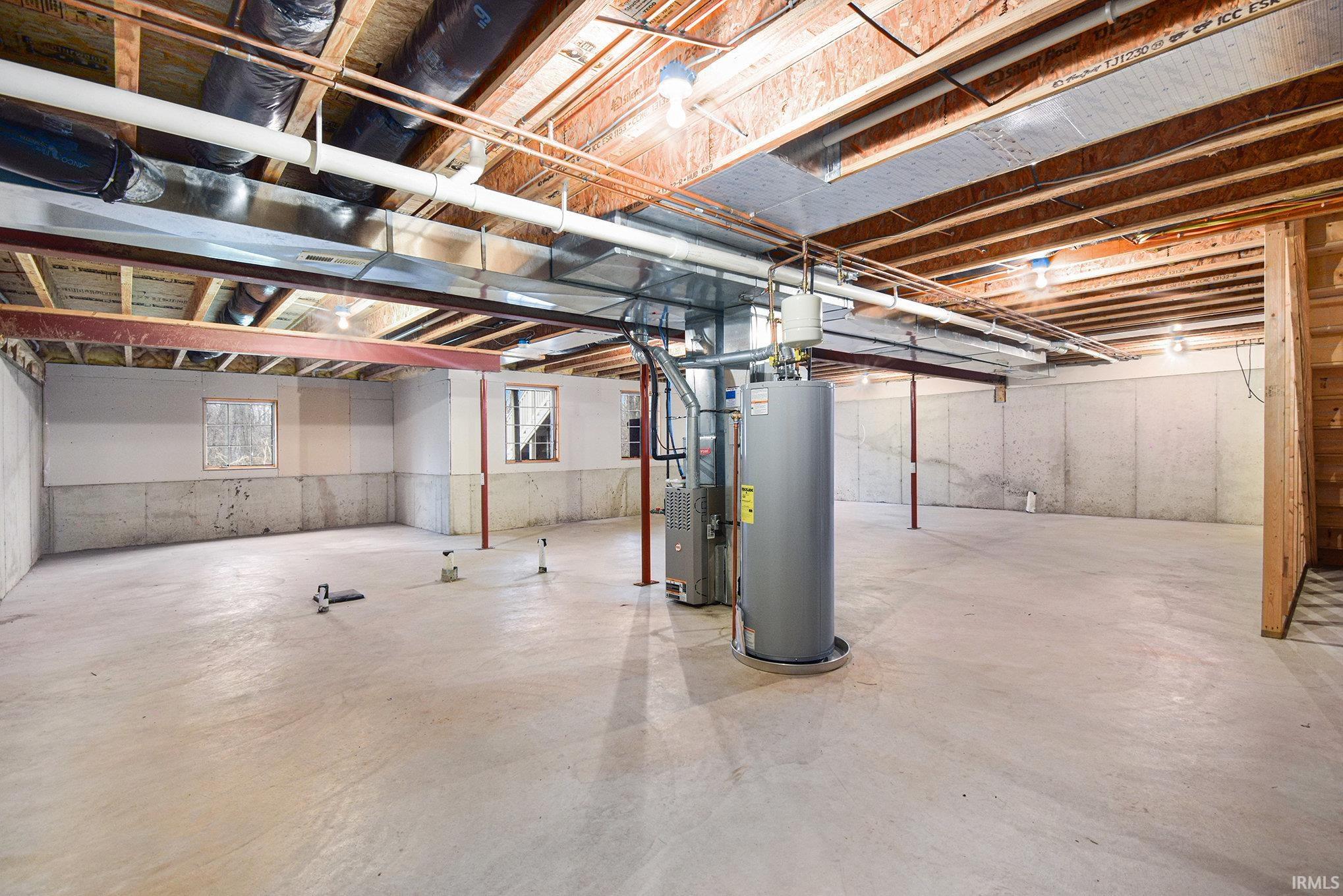 Below grade area with water heater