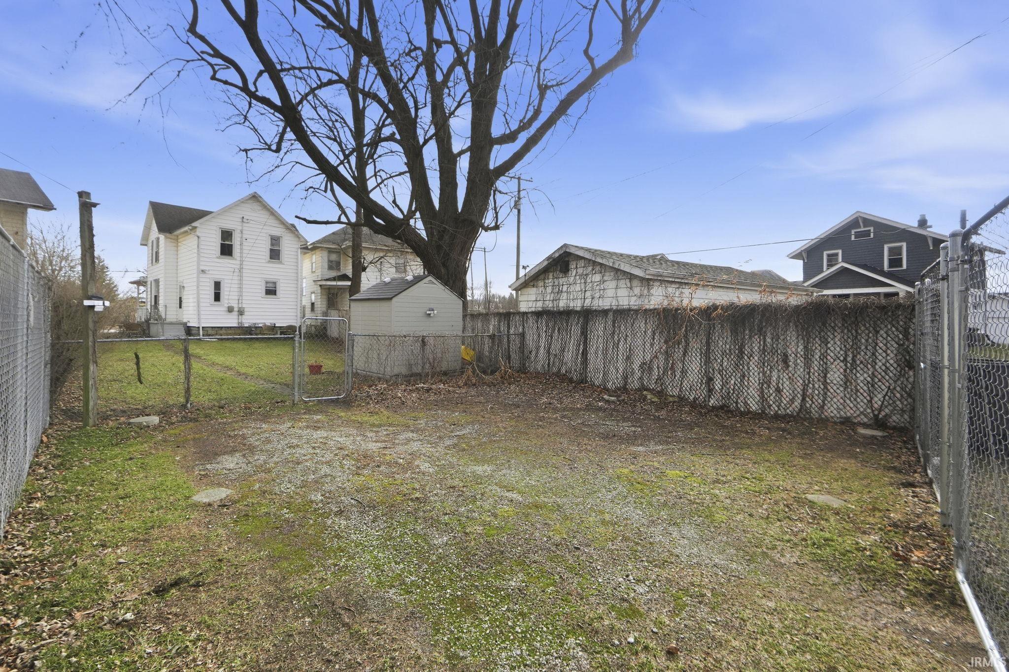 Fenced backyard with a gate